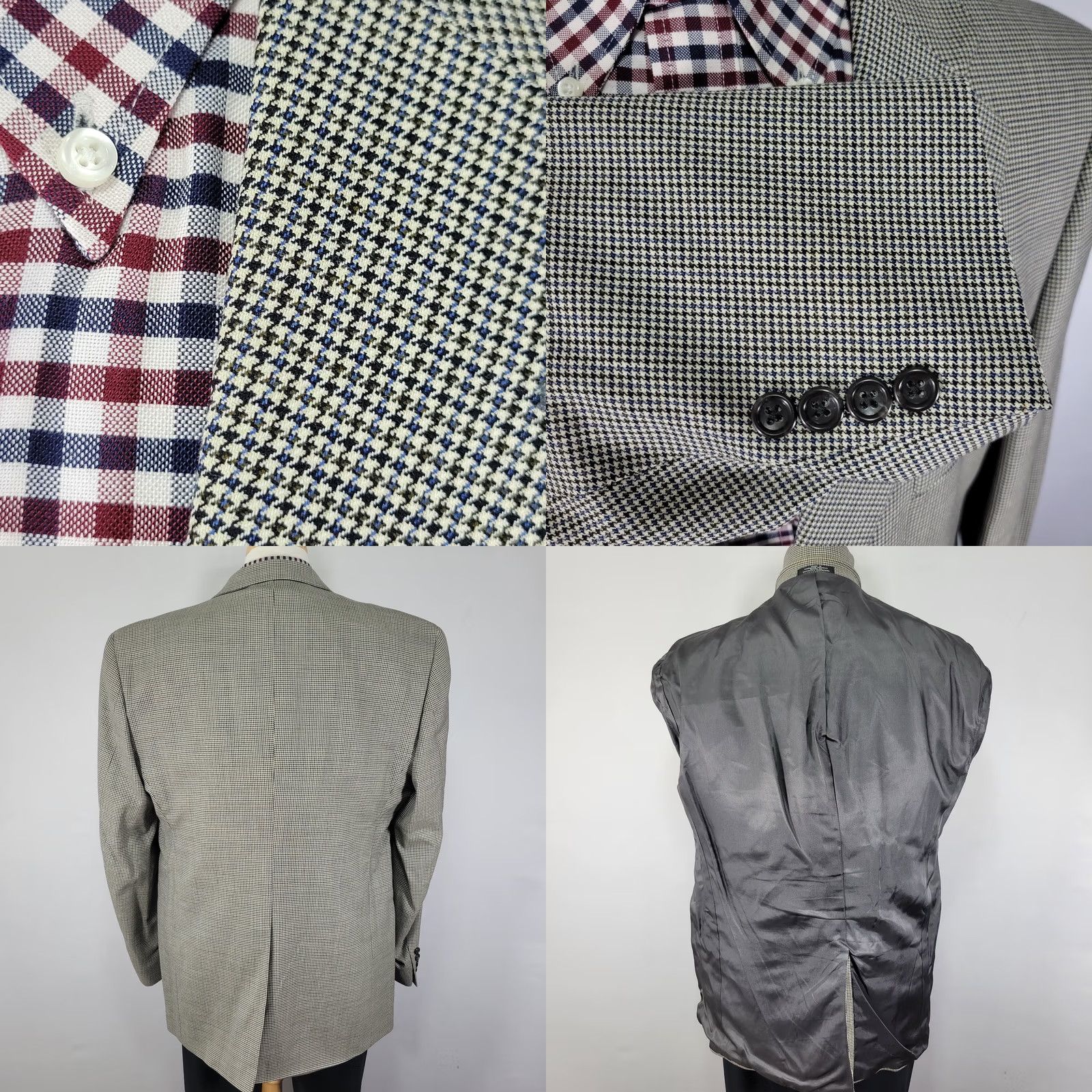 Stafford Stafford Sport Coat Blazer Mens 44L Wool Multi Color Houndstooth Two Button Size 44R - 8 Thumbnail