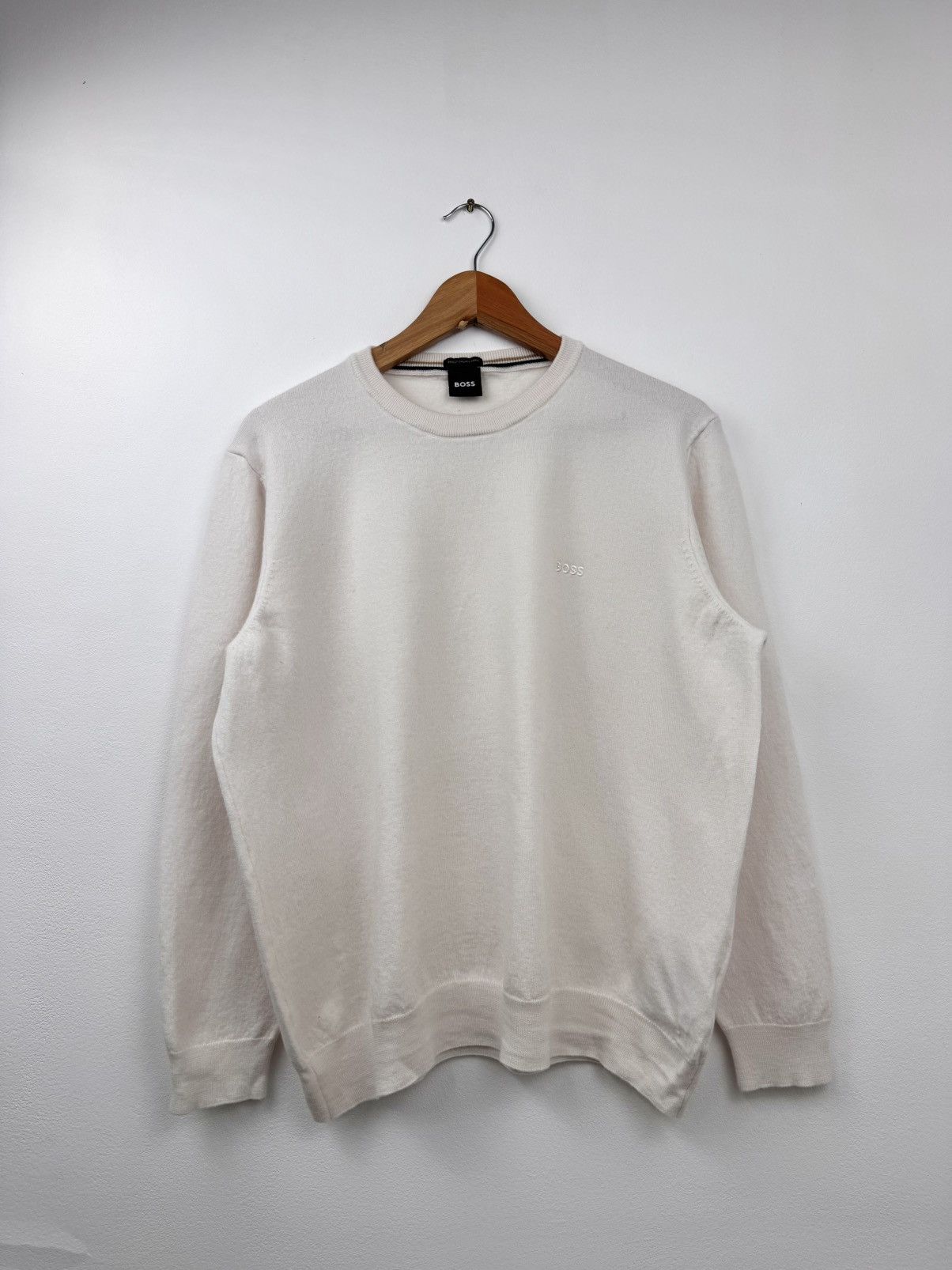 Hugo Boss Boss Men Crew Neck Sweater Cream Size XXL Size US XXL / EU 58 / 5 - 1 Thumbnail