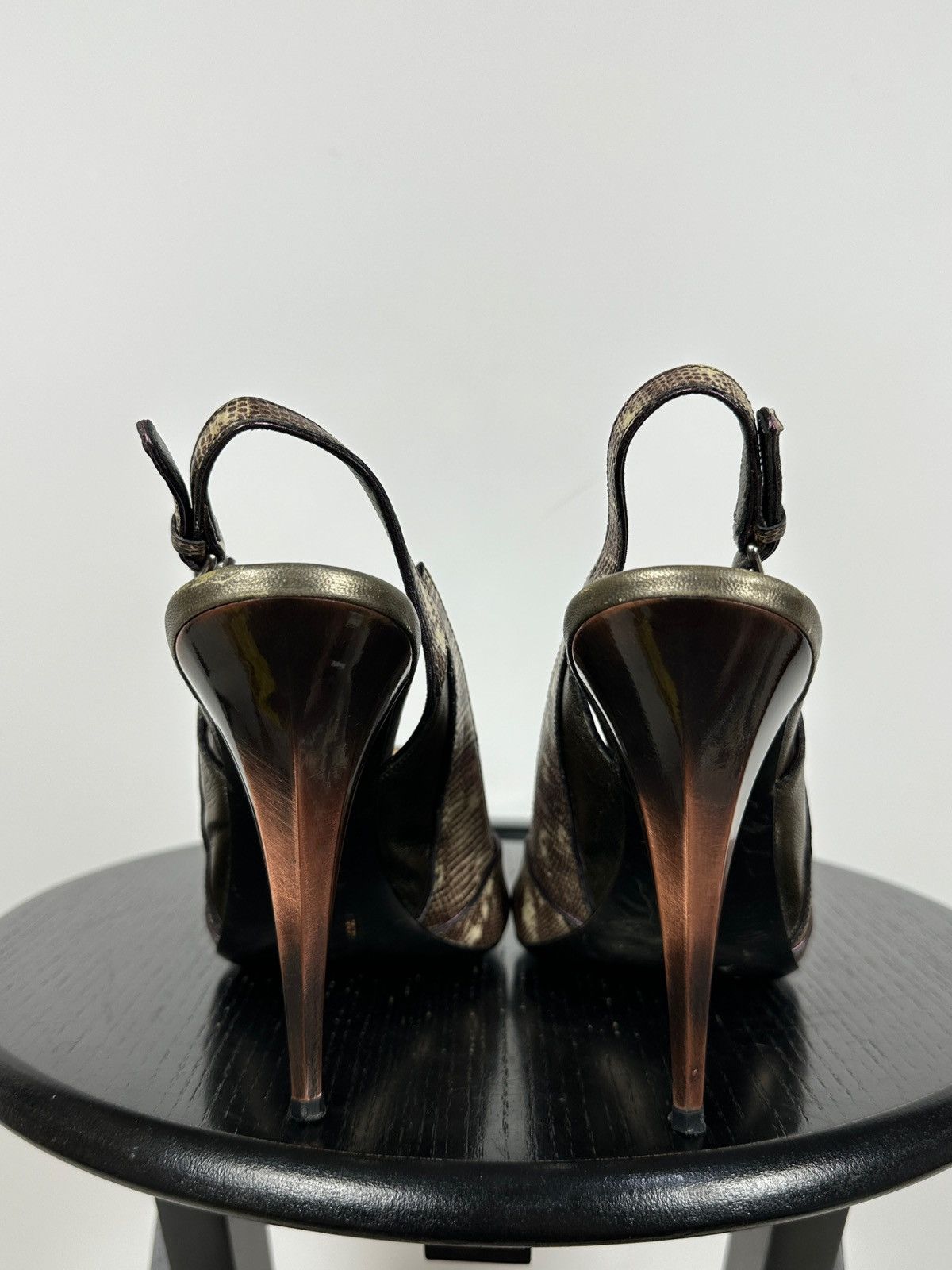 Miu Miu Miu Miu Leather Snakeskin Jewel Slingback Sandals Heels Size US 10 / IT 40 - 7 Thumbnail
