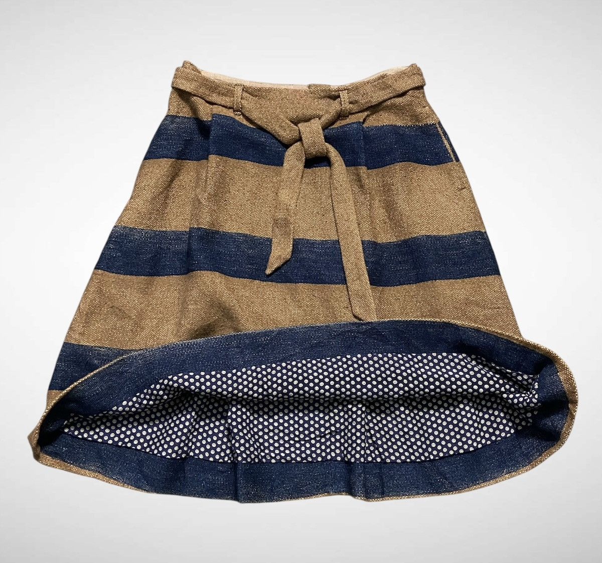 45rpm 45rpm Badou-R Indigo Stripe Midi Skirt with Polka Dot Lining Size 32" / US 10 / IT 46 - 3 Thumbnail