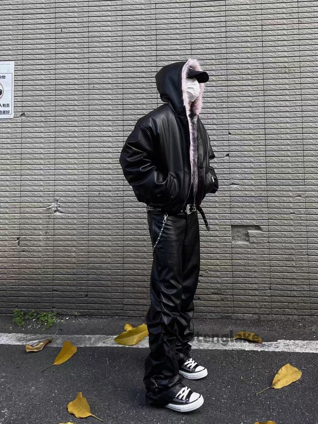 Designer Unisex utility punk yuppie pu skate hiphop pleated pants Size US 34 / EU 50 - 2 Thumbnail
