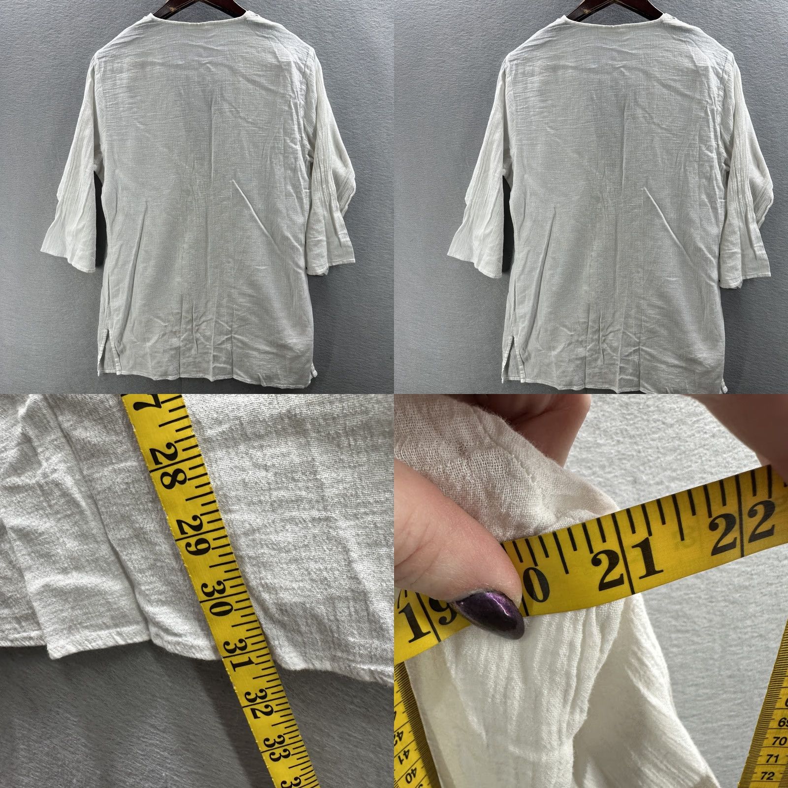 Vintage La Blanca Tunic Blouse Womens Large White Crochet Lace Trim Cover-Up Beach Boho Size L / US 10 / IT 46 - 8 Thumbnail