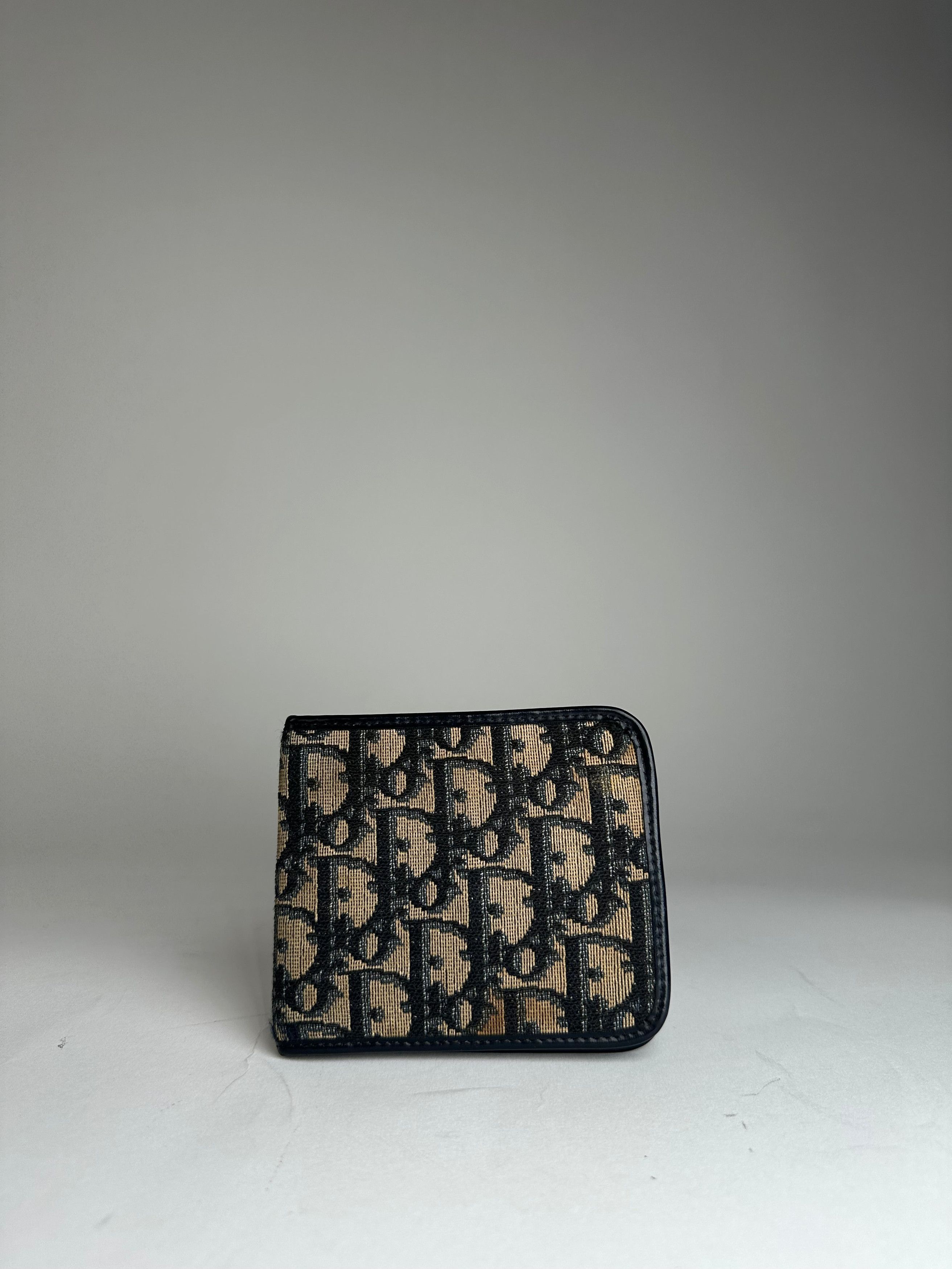 Dior Vintage Oblique Monogram Wallet Beige Navy Size ONE SIZE - 1 Thumbnail