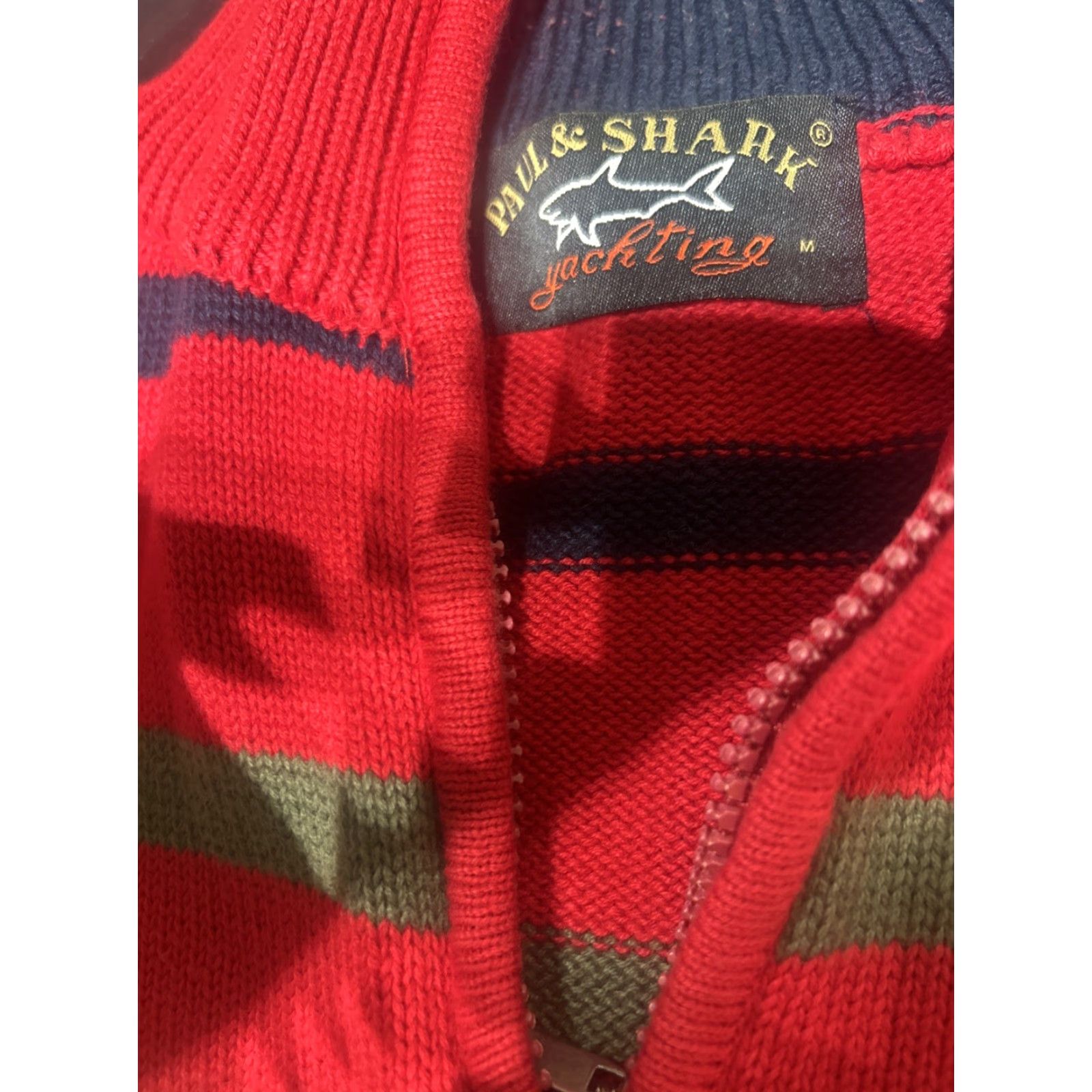 VINTAGE Paul & Shark Red Striped Knit Sweater M Regular Cotton 