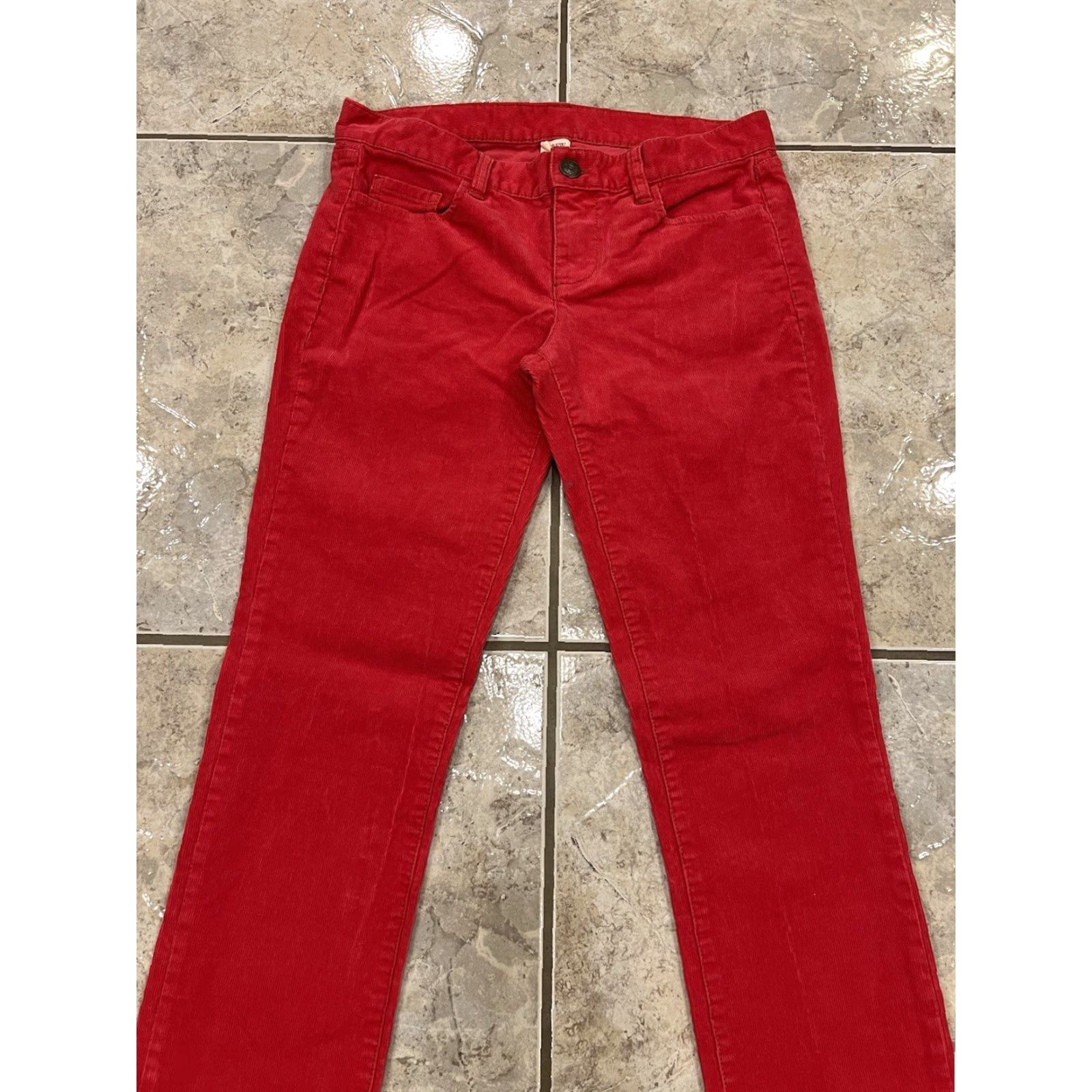 J.Crew J.CREW City Fit Corduroy Pants Women 27R Straight Slim Inseam 32 Bright Peach Pink Casual Workwear Size 27" / US 4 / IT 40 - 3 Thumbnail