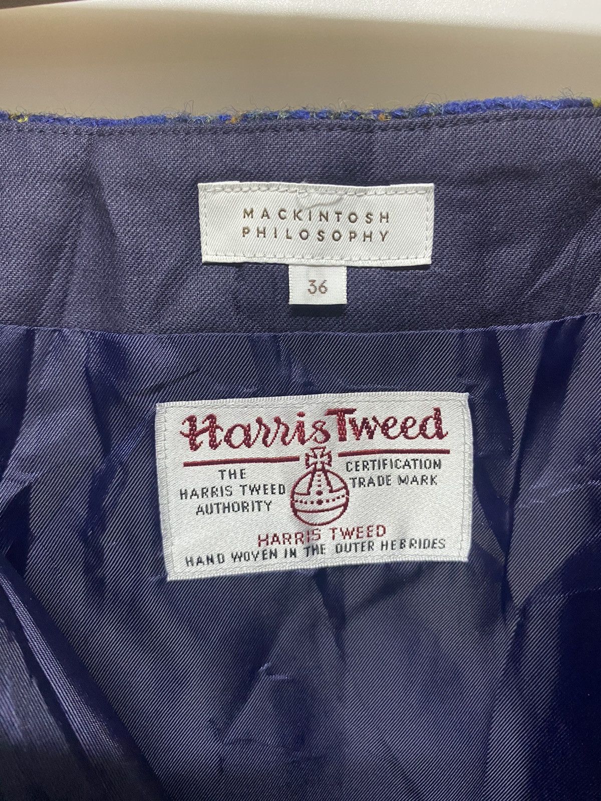 Harris Tweed × Japanese Brand Mackintosh Philosophy Harris Tweed Plaid Wool Skirt Mini Size 26" / US 2 / IT 38 - 14 Thumbnail