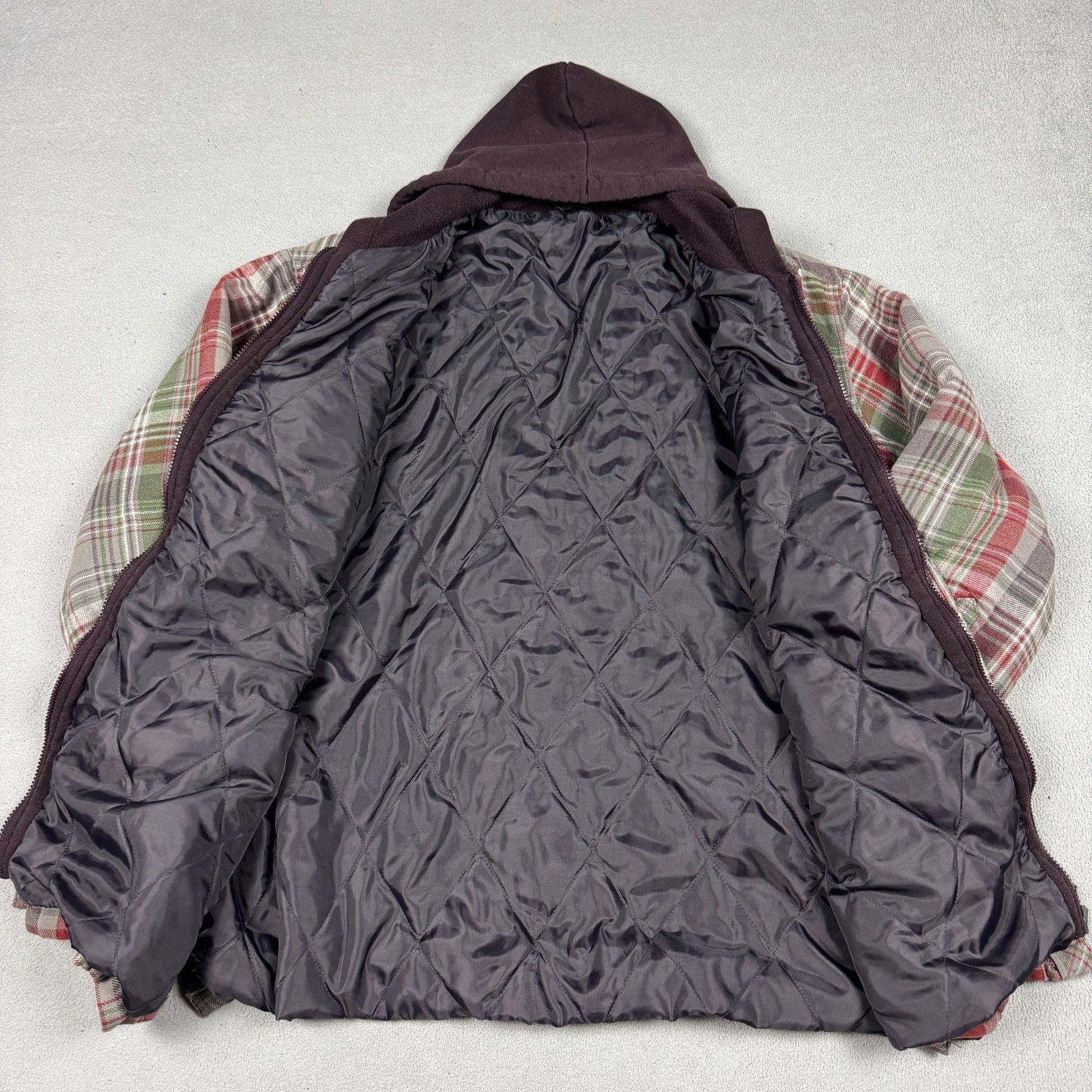 Vintage VTG Grunge Flannel Hooded Jacket XL Plaid Quilt Lined 90s Size US XL / EU 56 / 4 - 3 Thumbnail