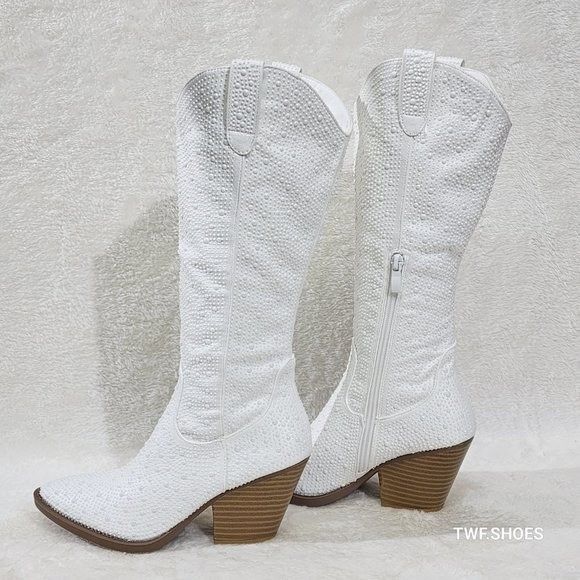 Other Wild One Glamour White / Faux Pearl Stone Glam Country Weste Size US 7.5 / IT 37.5 - 1 Thumbnail