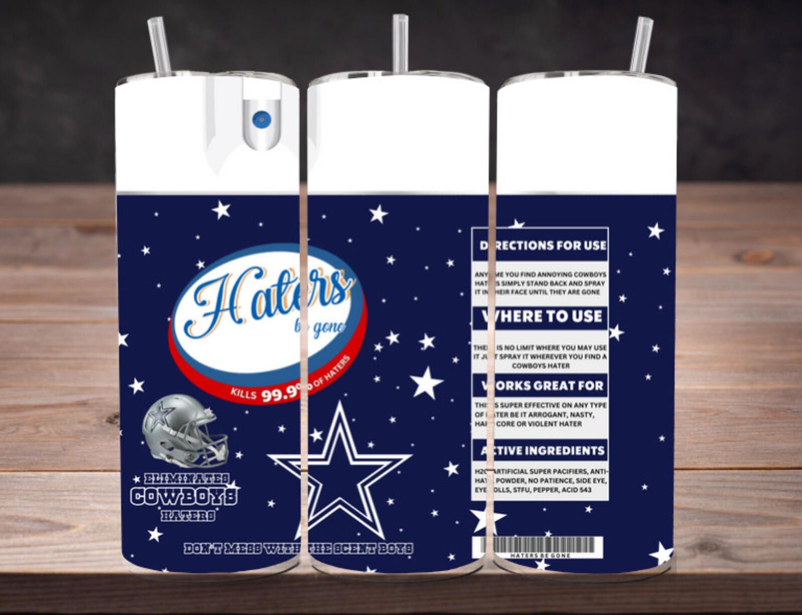The Unbranded Brand Dallas Cowboys Stainless Steel Tumbler 20 Oz Haters B Gone 2 Size ONE SIZE - 1 Thumbnail