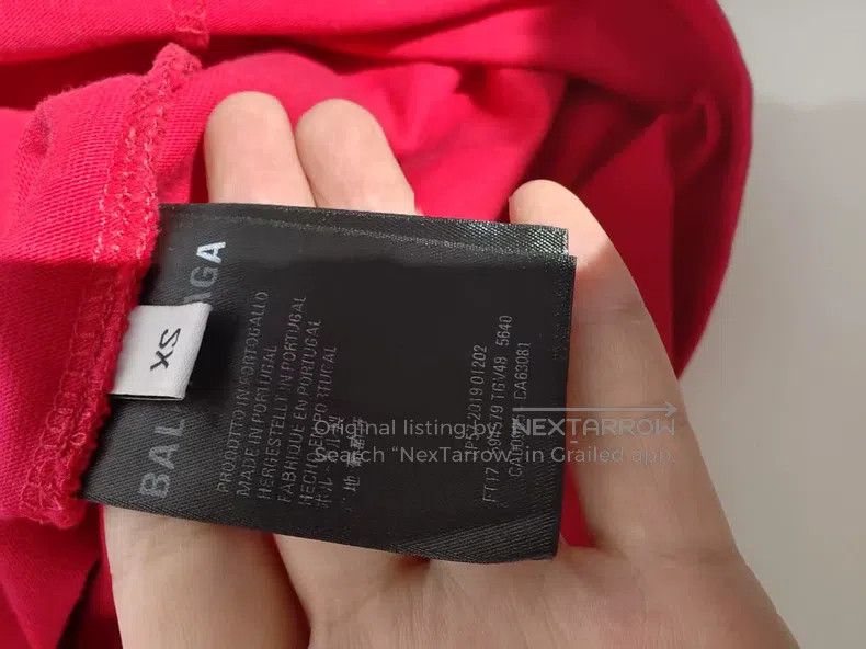 Balenciaga Balenciaga Red Crown Wheat Pattern Logo Short Sleeve, Size Size US XS / EU 42 / 0 - 4 Thumbnail