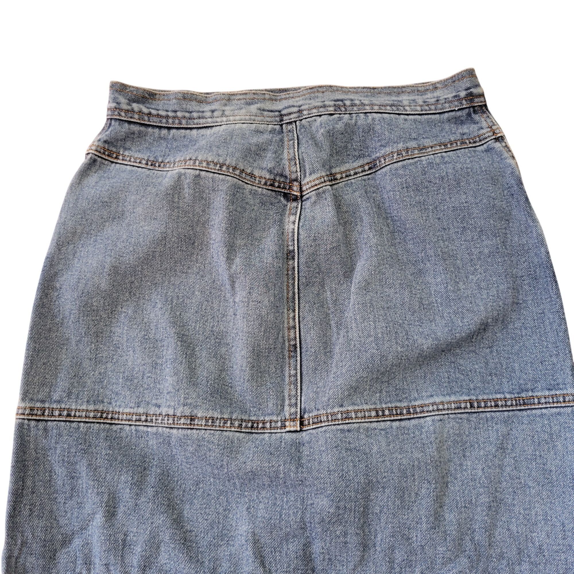 Vintage Jeanology Denim Maxi Skirt 6 Cotton Long Skirt Side Slits 90 Size 28" / US 6 / IT 42 - 5 Thumbnail