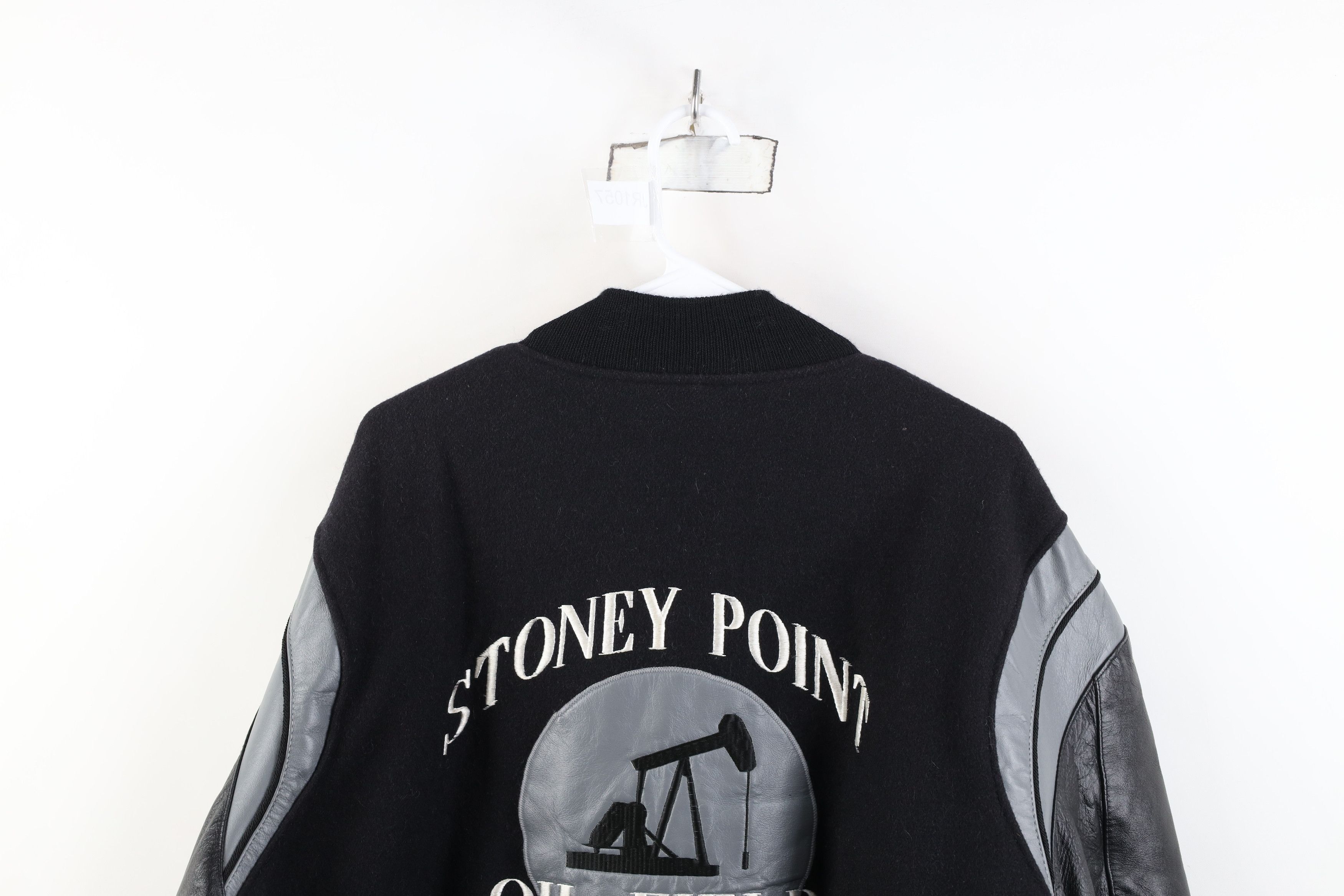 Vintage Vintage 90s Streetwear Oil Field Wool Leather Varsity Jacket Size US XL / EU 56 / 4 - 15 Thumbnail