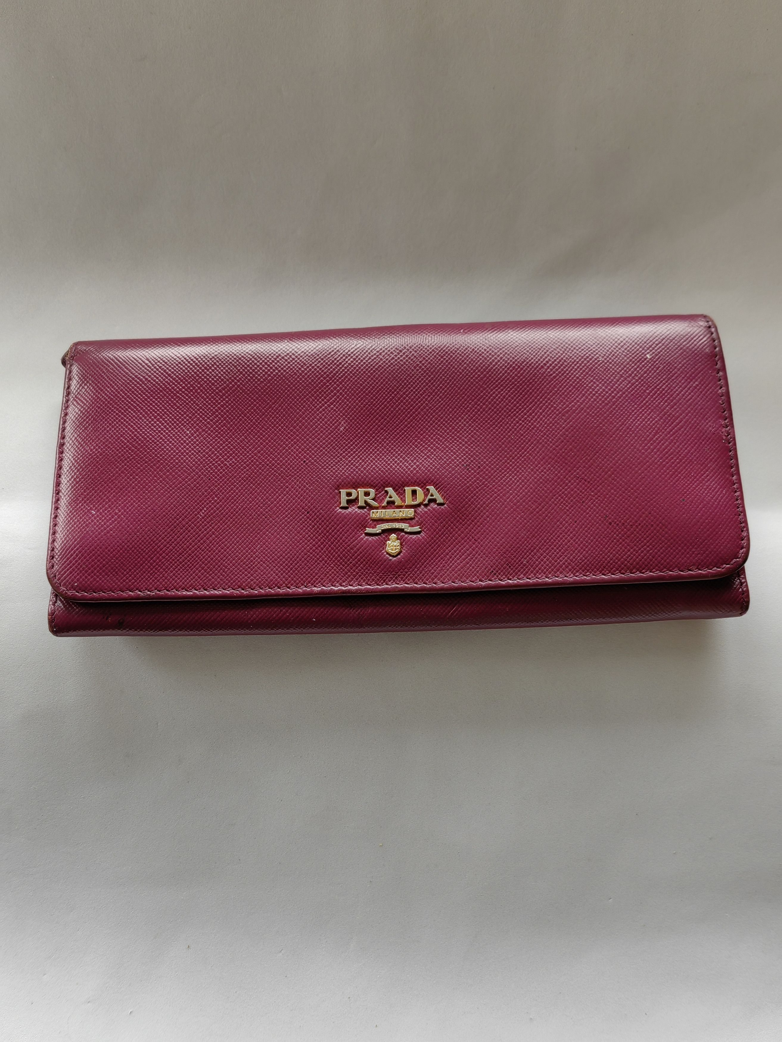 Prada Authentic Prada Wallet Saffiano Long Logo Magenta Size ONE SIZE - 4 Thumbnail