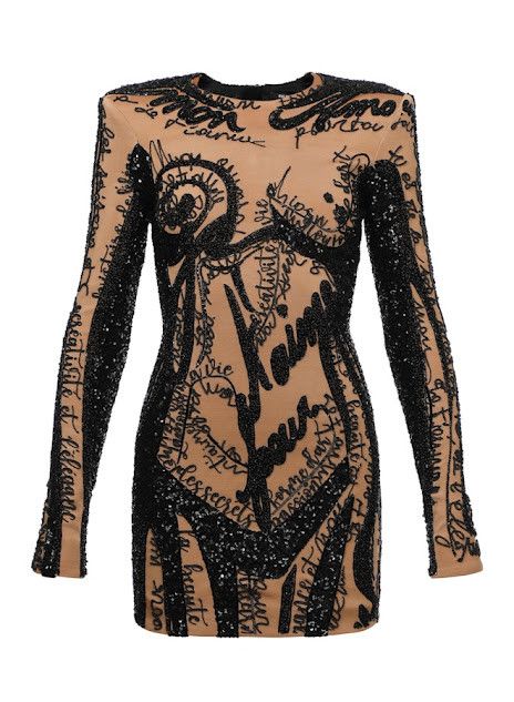 Balmain o1s1wg111225 Embroidered Body Motif Mini Dress in Multicolor Size S / US 4 / IT 40 - 1 Thumbnail