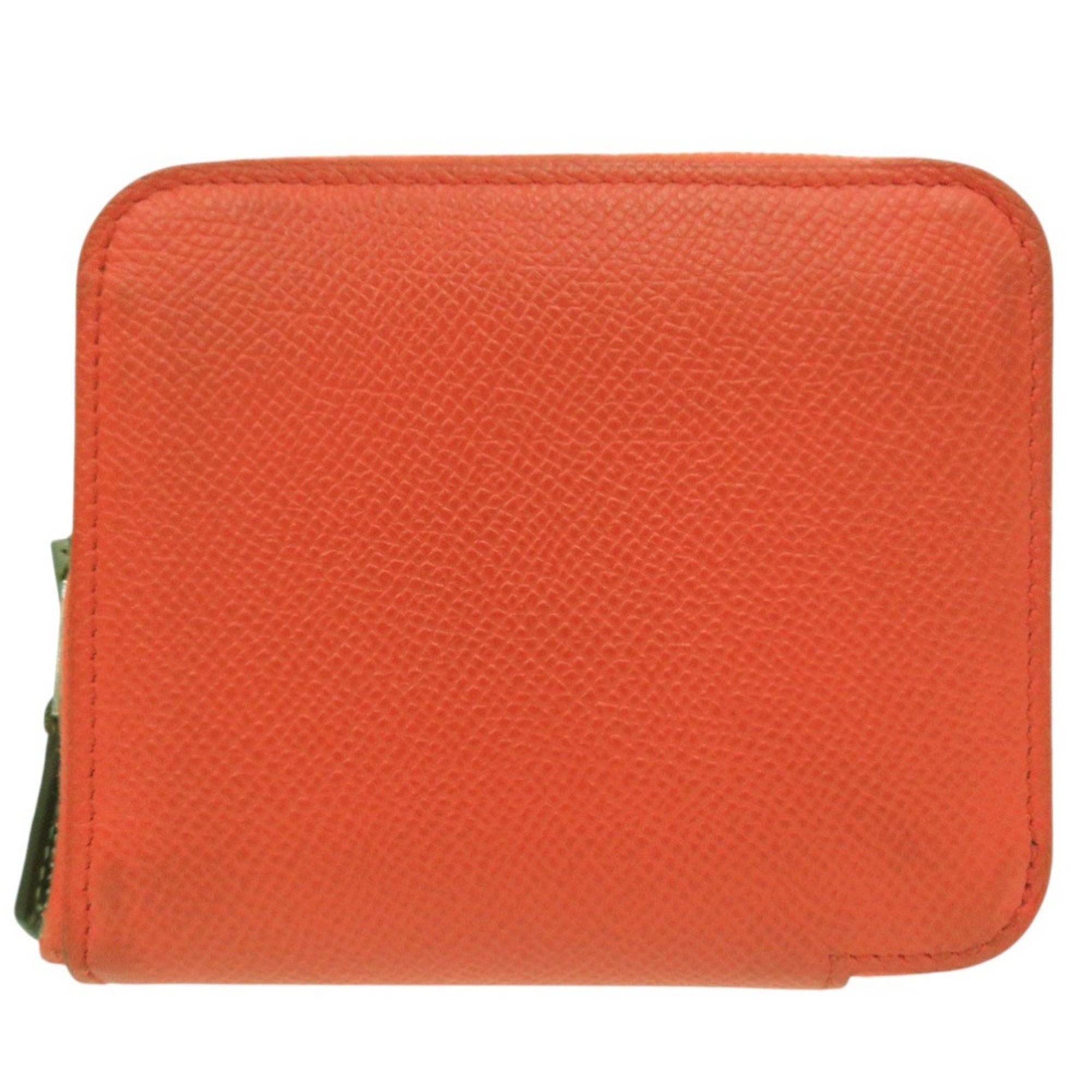 Hermes Hermès Azap Compact Silk-in Coin Case X TS 011 AU Leather Orange 0097 HERMES Size ONE SIZE - 1 Thumbnail