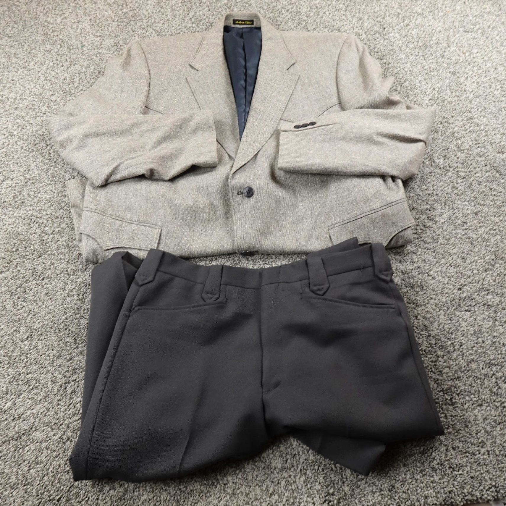 Vintage VINTAGE Circle S Suit 2 Piece Mens Gray Silk Western Jacket Trouser Pants 50L 32X33 Big & Tall Size 50R - 2 Thumbnail