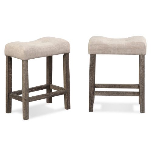 Designer × Homemade Sora Button Tufted Counter Height Saddle Stool, Set of 2, Ta Size US L / EU 52-54 / 3 - 1 Thumbnail