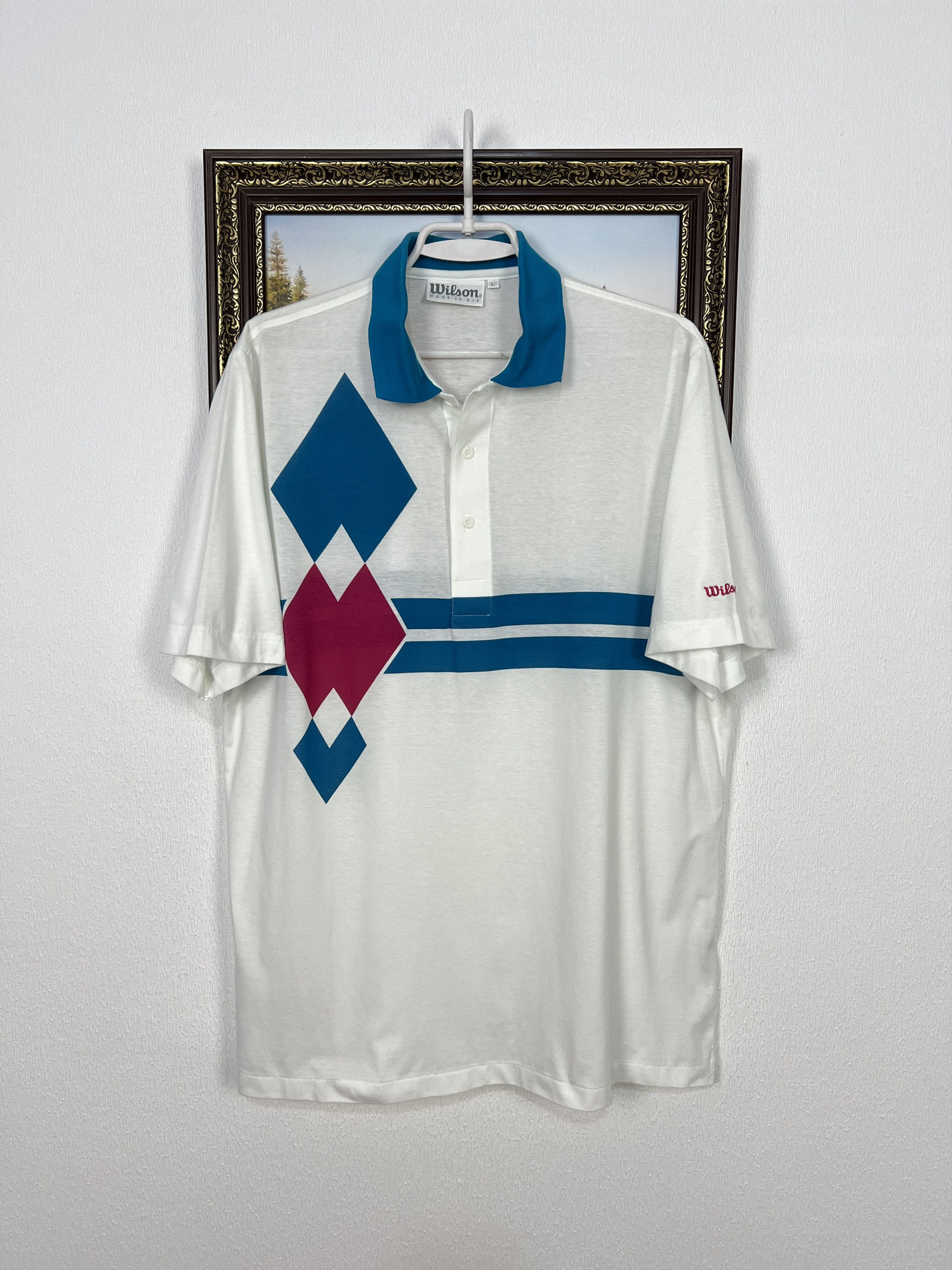 Wilson Vintage 90's Wilson Tennis White Polo Mens Shirt Sport Size US L / EU 52-54 / 3 - 1 Thumbnail