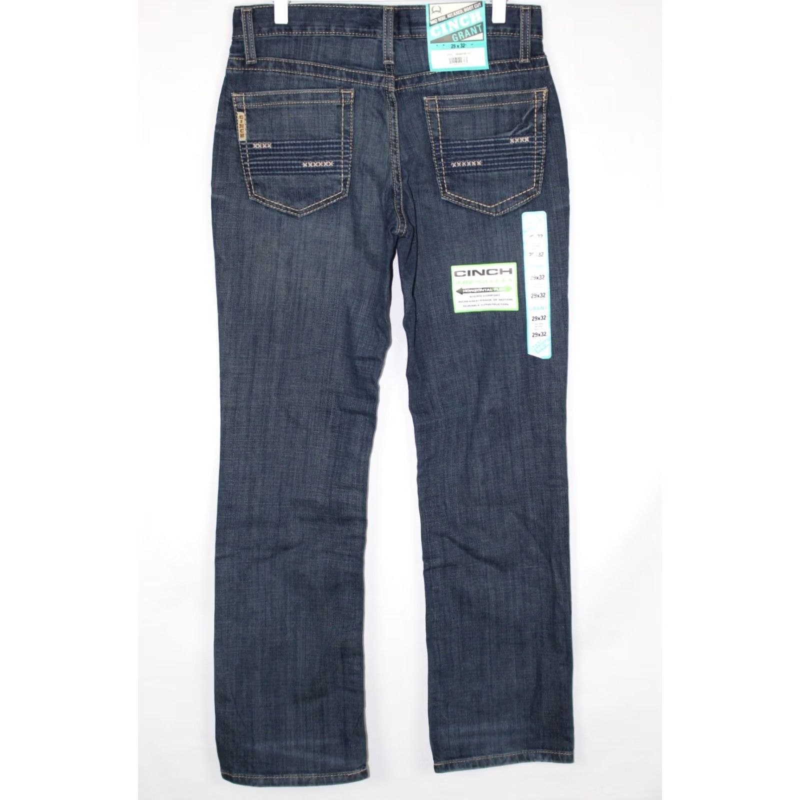 Vintage Cinch Jeans Men's Arenaflex Grant Mid Rise Relaxed Boot Cut 29 x 32 Blue Stretch Size US 29 - 2 Thumbnail