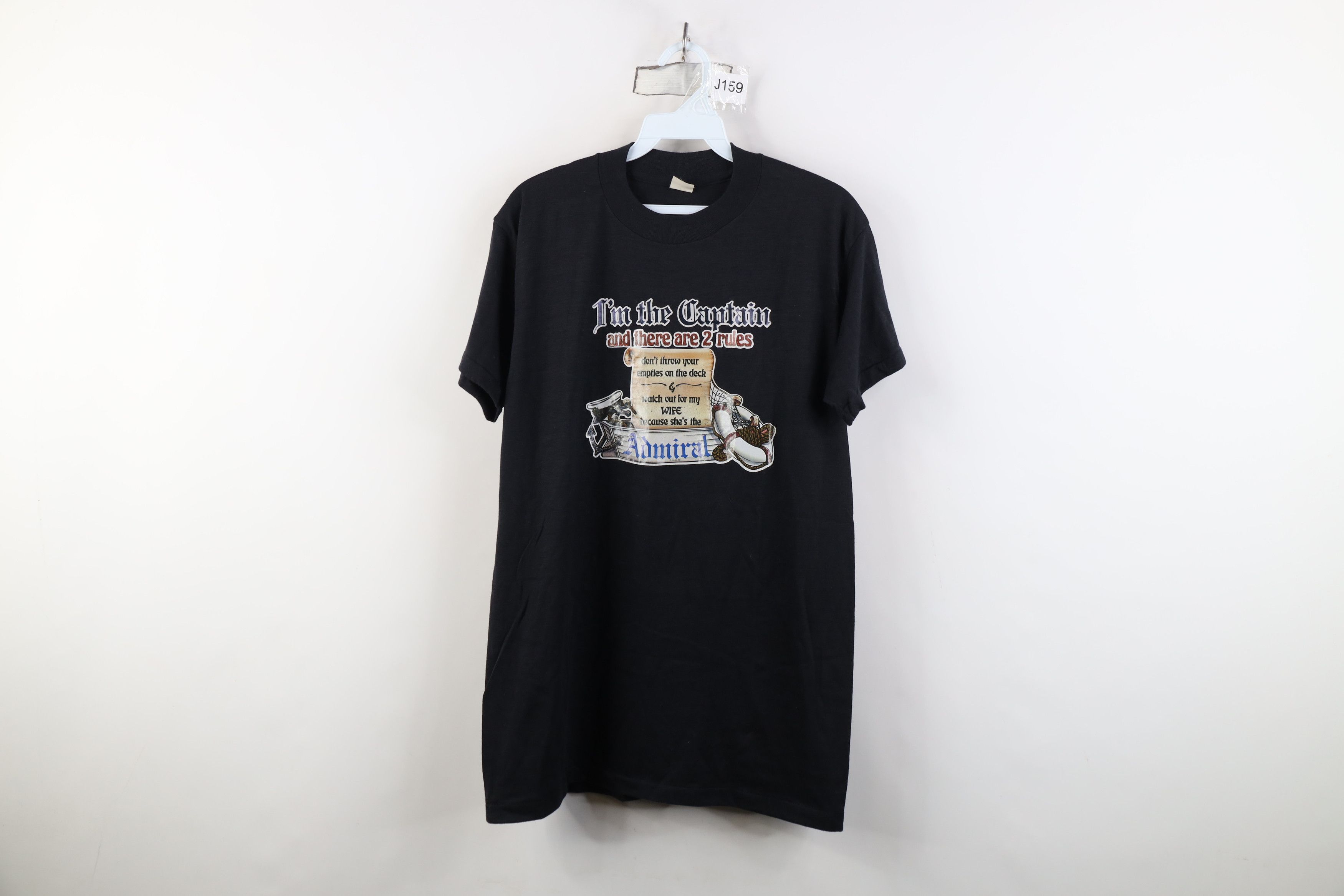 Vintage Vintage 80s Pirate Boat 2 Rules Wife Admiral T-Shirt USA Size US XL / EU 56 / 4 - 1 Thumbnail