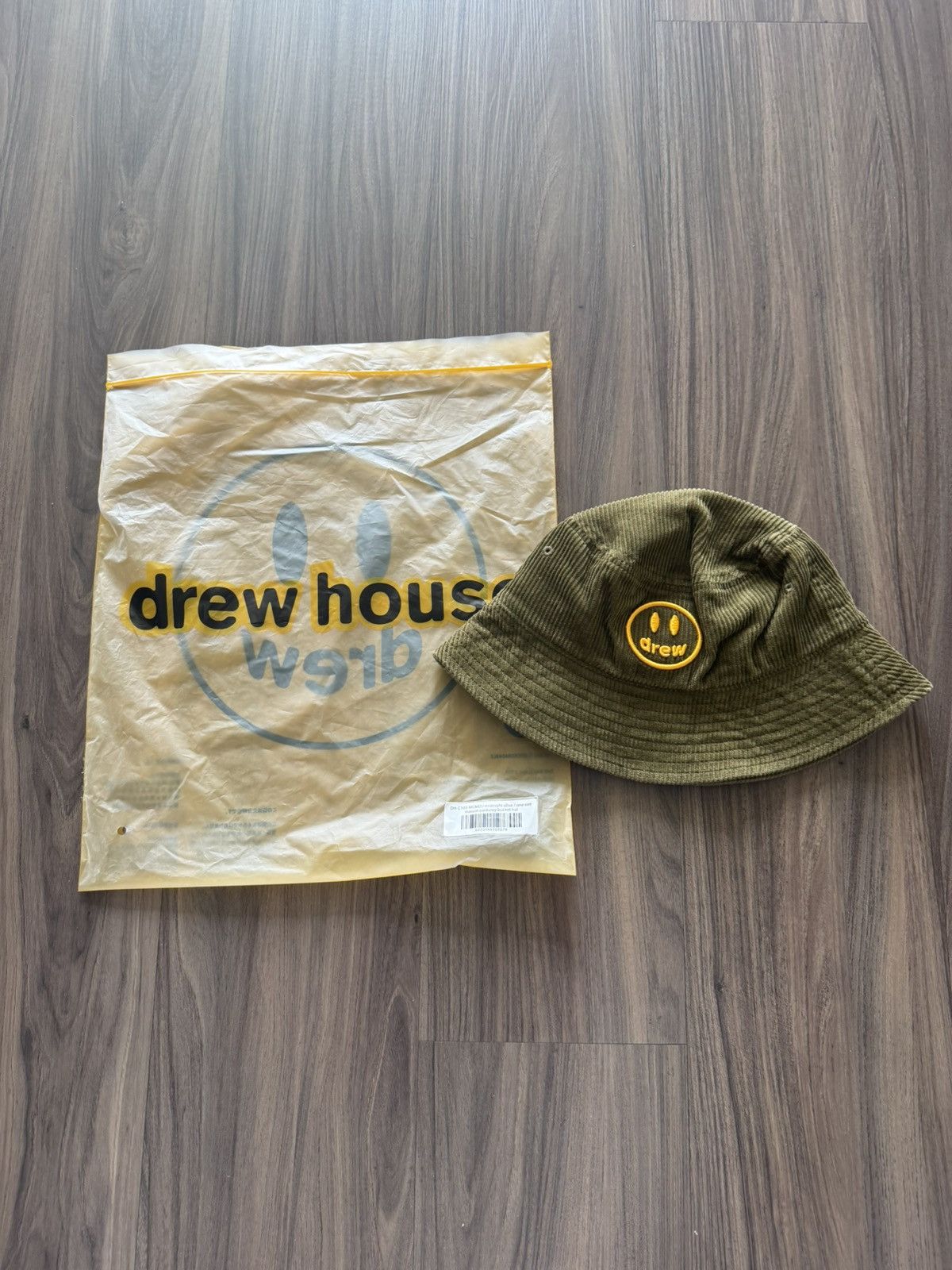 Drew House Drew House Corduroy Bucket Hat Olive Green Smiley Face OS Size ONE SIZE - 1 Thumbnail