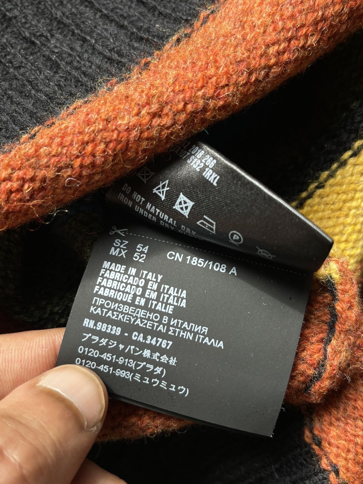 Prada Prada 2018 Black Oversized Sweater With Colourful Stripes Size US L / EU 52-54 / 3 - 14 Thumbnail