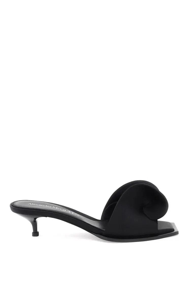 image of Alexander Mcqueen O1S22I1N0324 Slides Silk In Black, Women's (Size 7)