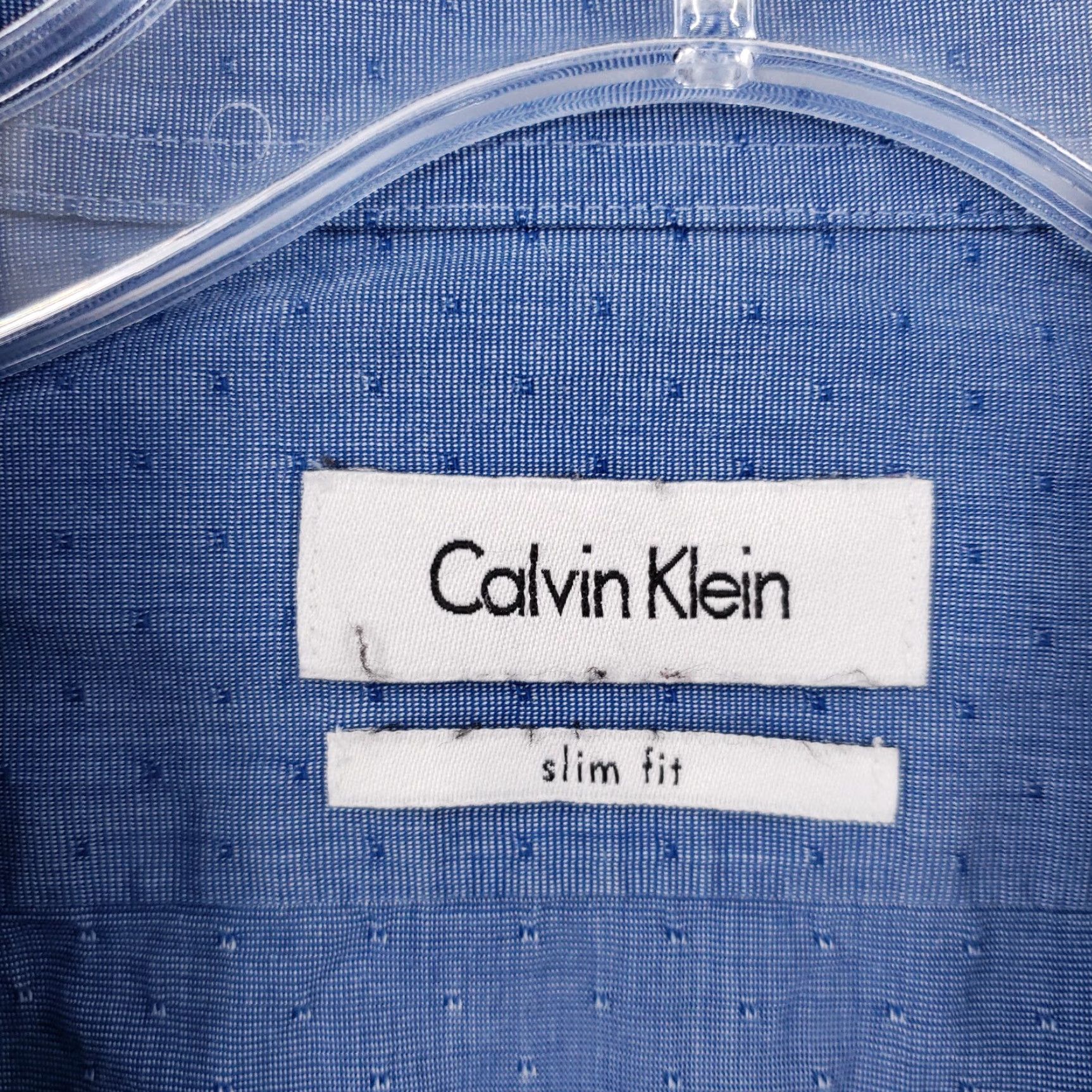 Calvin Klein Calvin Klein Shirt Dress Mens 15.5 Button-Down Blue Slim Fit Long Sleeve Size 42R - 3 Thumbnail