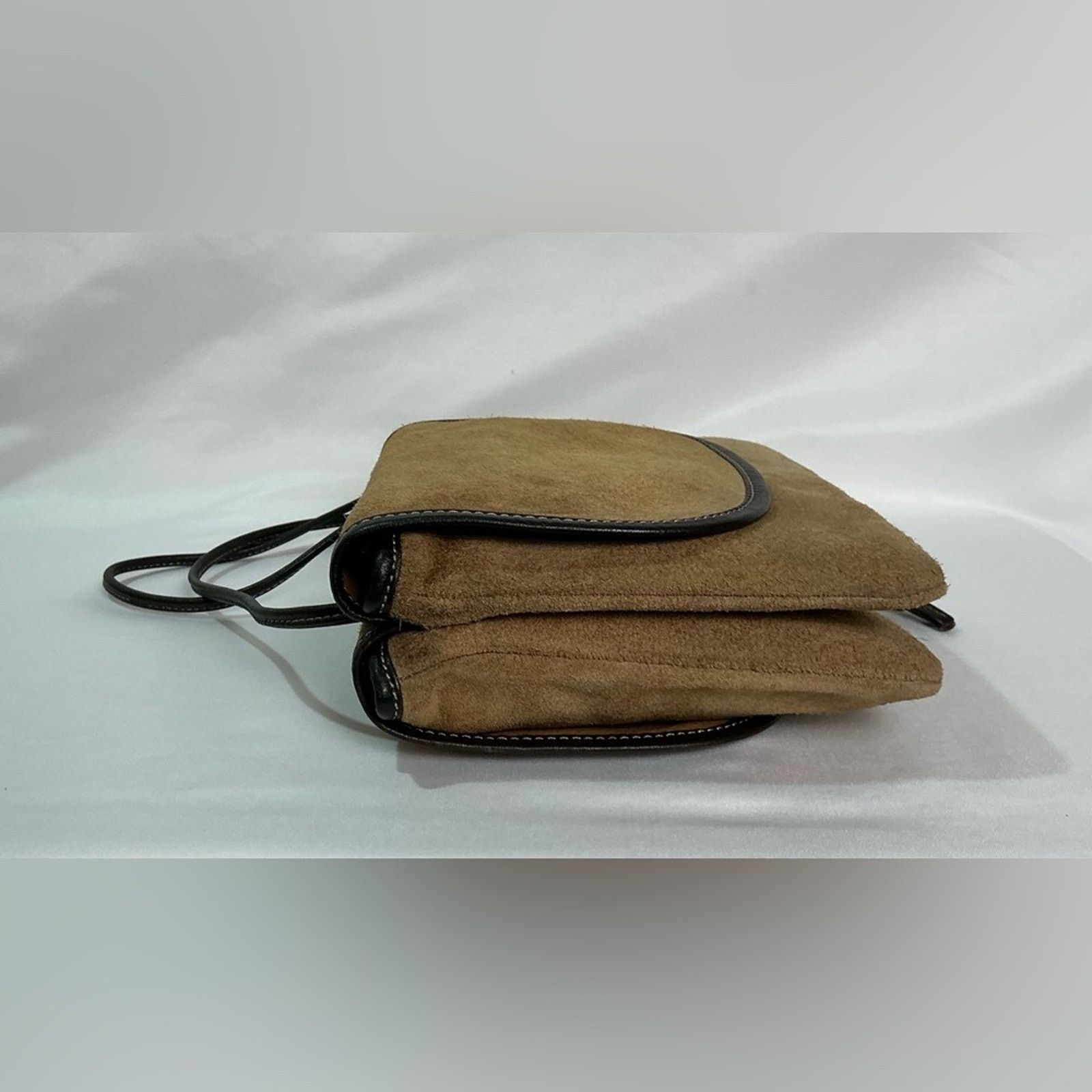 Vintage Loewe Tan Suede Shoulder Crossbody Bag Purse Anagram