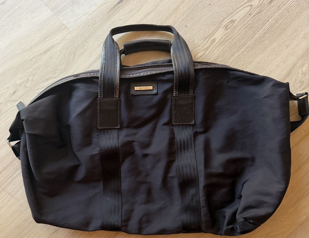 Gucci Gucci Tom Ford Vintage Brown Nylon & Leather Travel Tote Bag Size ONE SIZE - 1 Thumbnail