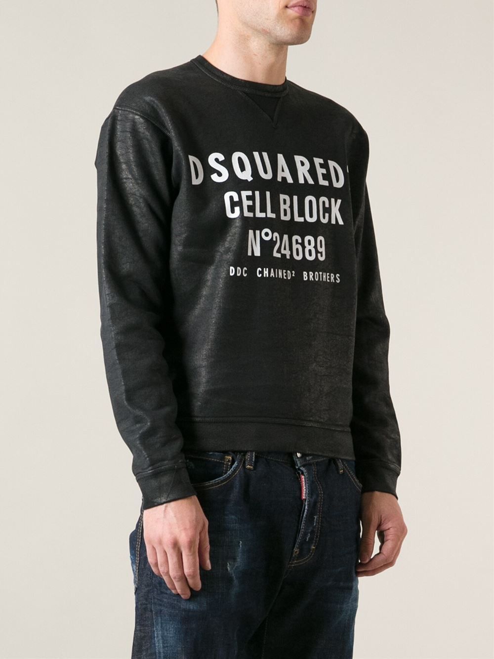 Dsquared2 sweatshirt cell block wax burgundy color