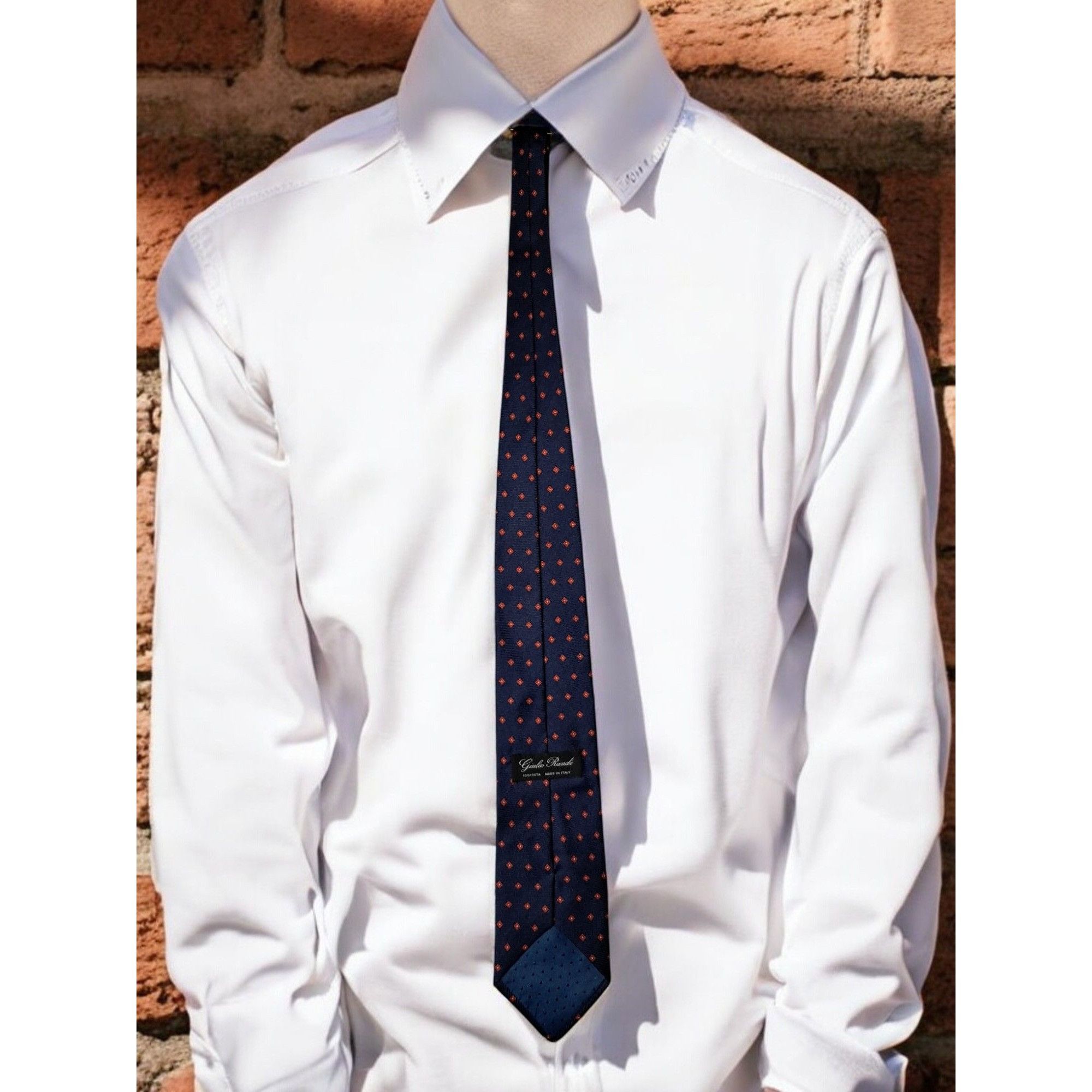 Other Guilio Randi 100% Silk Navy Blue with Red Diamond Pattern Ma Size ONE SIZE - 4 Thumbnail