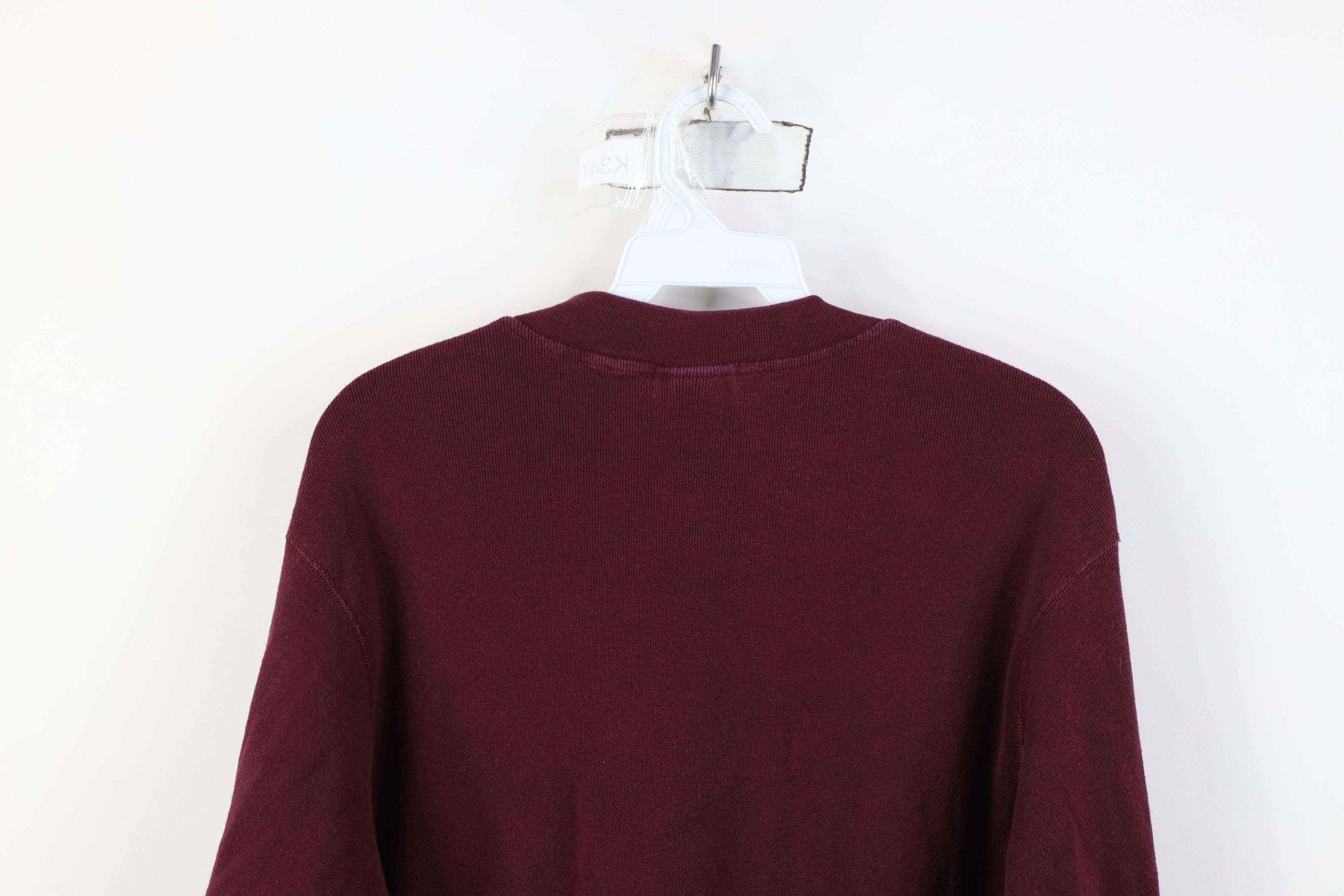 Vintage Vintage 90s Streetwear Ribbed Knit Henley T-Shirt Maroon Size US L / EU 52-54 / 3 - 11 Thumbnail