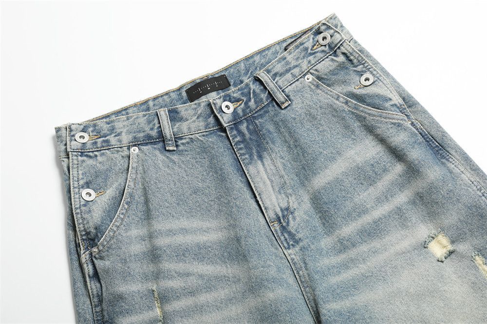 Jean Men's distressed loose punk ripped washed gradient jeans Size US 32 / EU 48 - 3 Thumbnail