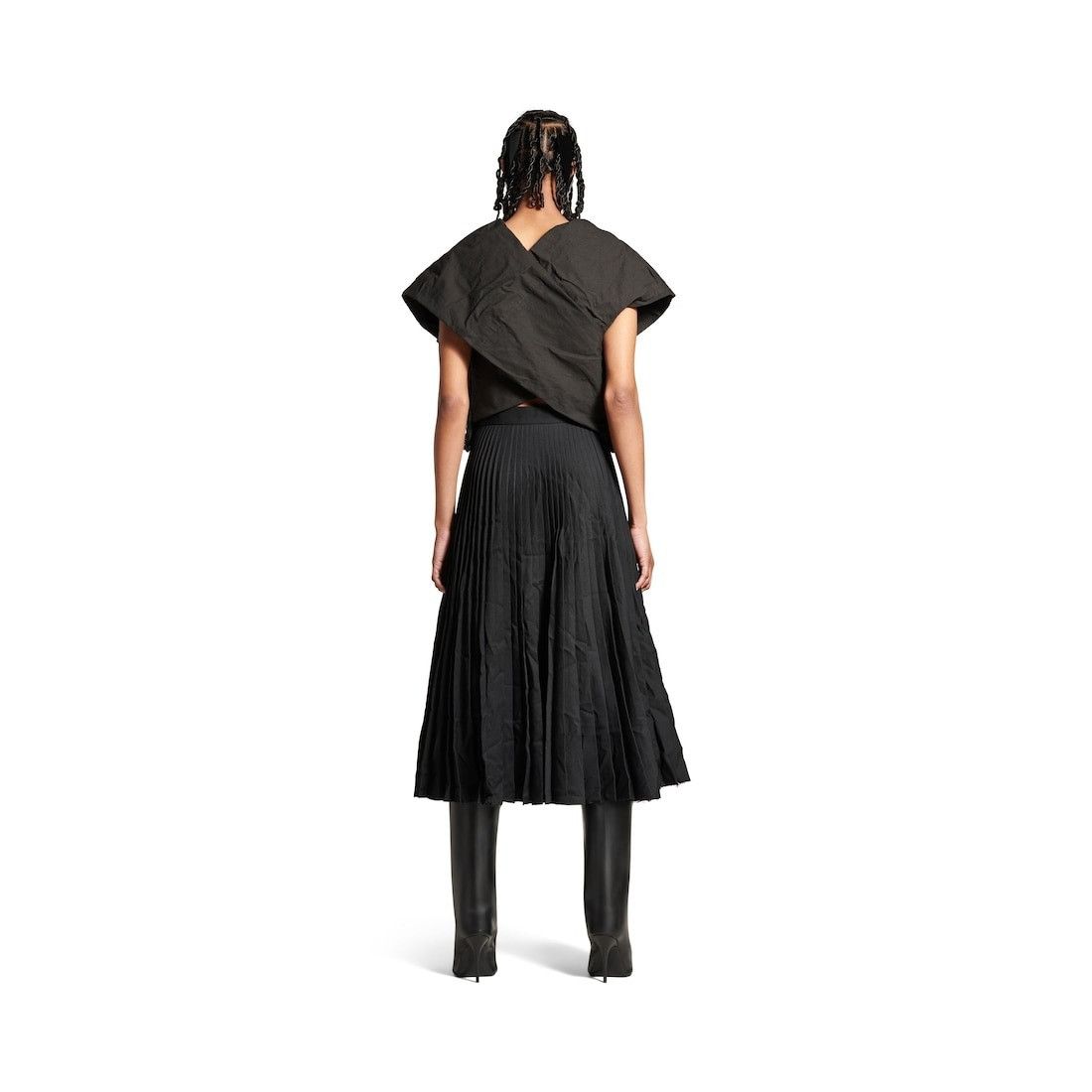 Balenciaga oc11z0426 Creased Pleated Skirt in Black Size 28" / US 6 / IT 42 - 3 Thumbnail