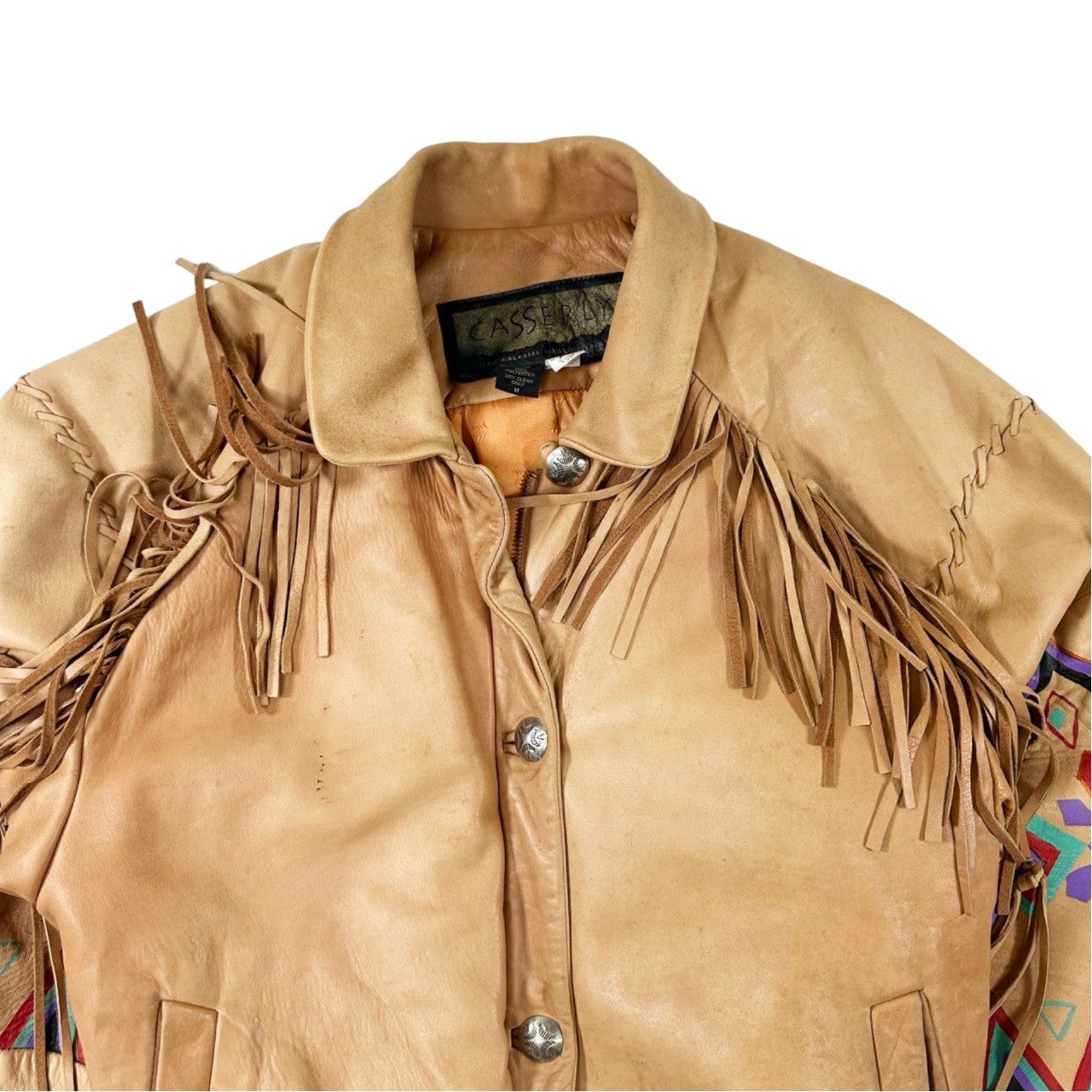 Vintage Vintage 90s Casserly Tassel Leather Custom Jacket Size US S / EU 44-46 / 1 - 2 Thumbnail