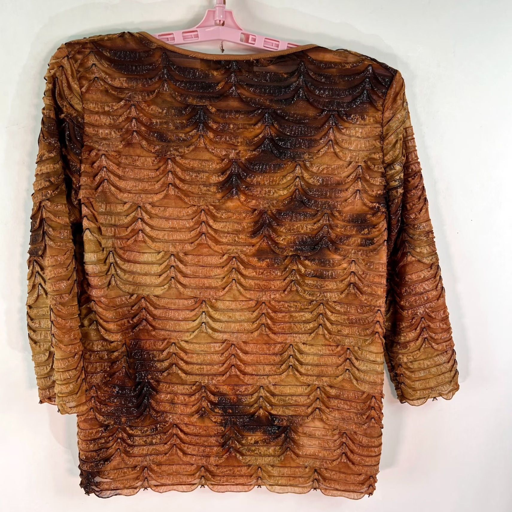 Vintage VINTAGE My Knits Shear Ruffled Blouse Womens Size S Brown Geo Pattern USA Made Size S / US 4 / IT 40 - 5 Thumbnail