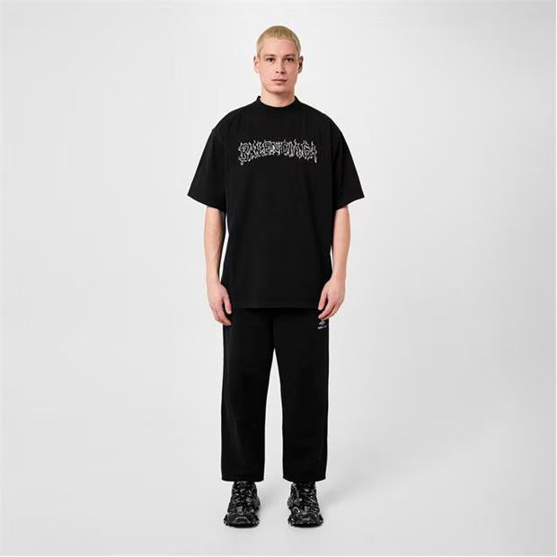 Balenciaga o1g2r1mq0324 Logo T-Shirt in Black & White Size US M / EU 48-50 / 2 - 3 Thumbnail