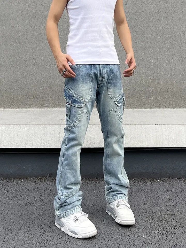 Japanese Brand × Vintage Ripped Jeans for Men Street Slim Blue Size US 29 - 5 Thumbnail