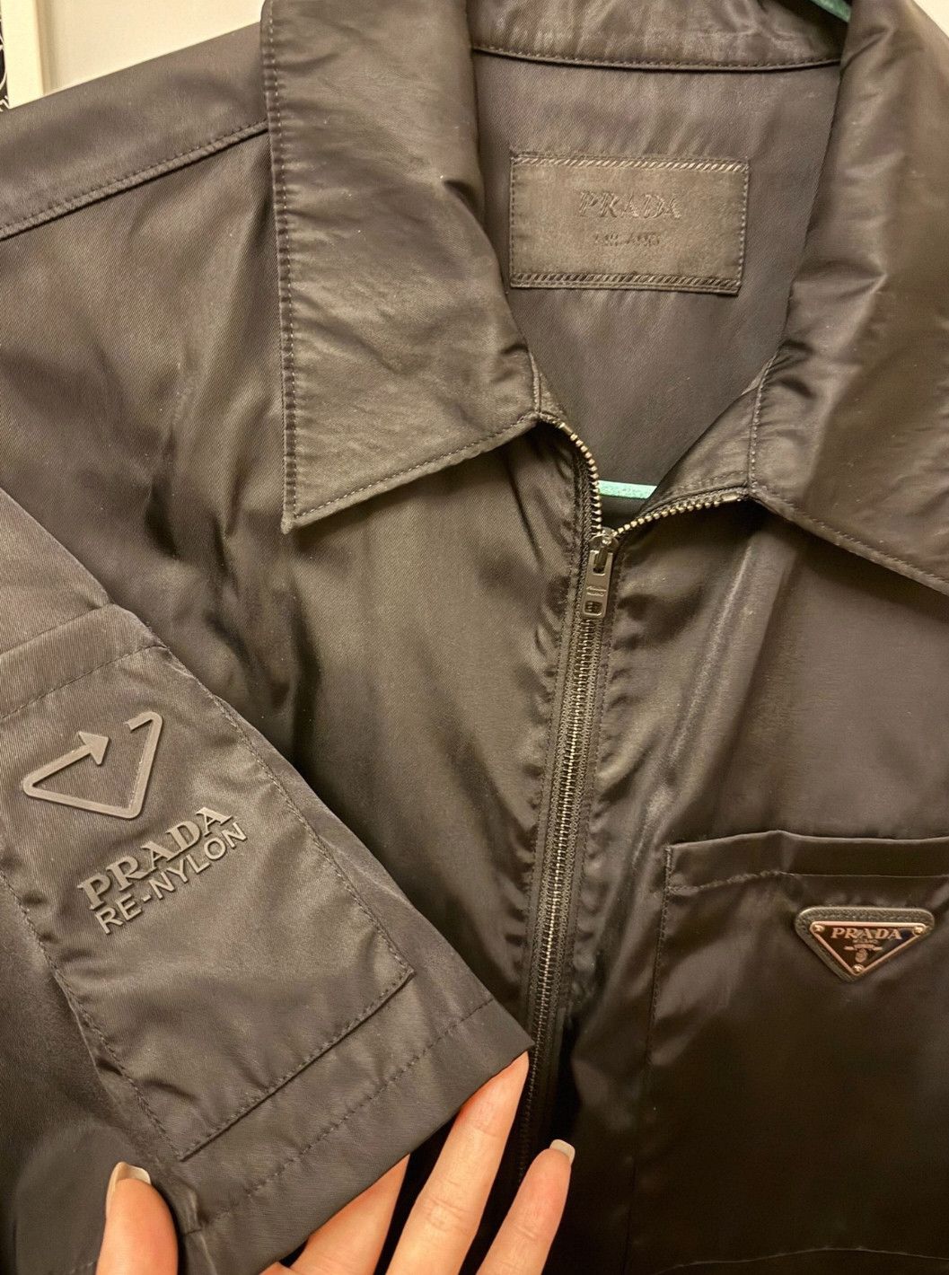 Prada black zip-up nylon short sleeve shirt. Size US M / EU 48-50 / 2 - 2 Thumbnail
