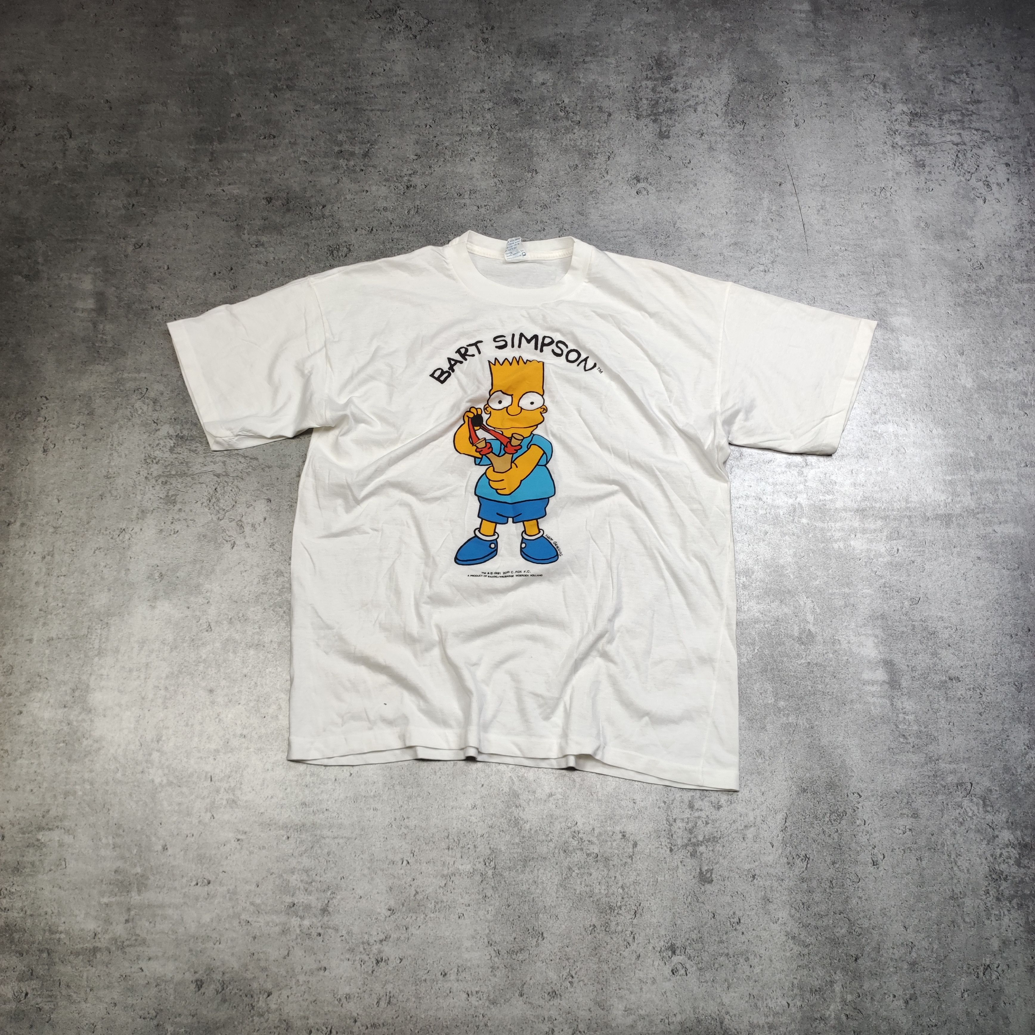 The Simpsons × Vintage RARE OG The Simpsons 1991 Bart Simpson White Promo Tee Size US XL / EU 56 / 4 - 1 Thumbnail