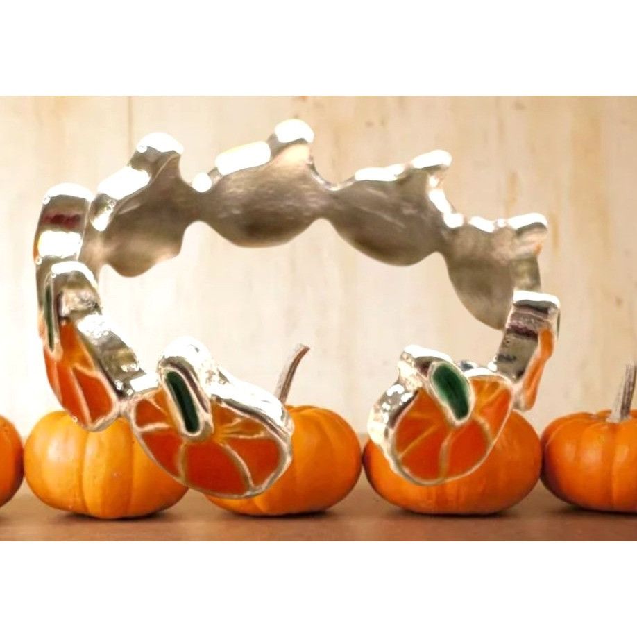 Handmade Pumpkin Ring New Orange Silver Adjustable Thanksgiving Autum Size ONE SIZE - 7 Thumbnail