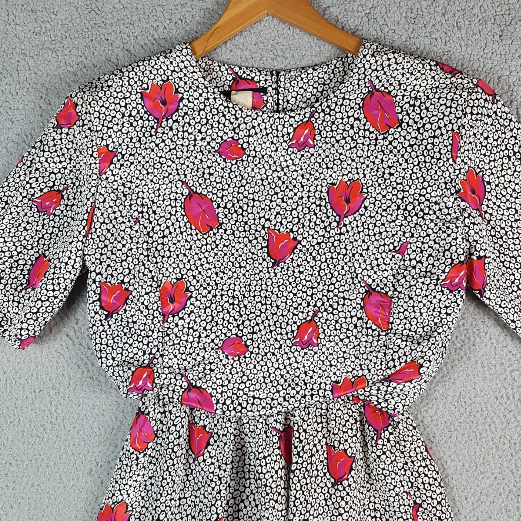 Vintage VINTAGE Vintage 80s Short Sleeve Secretary Dress Womens Size 6 Floral Flower Midi Office Size 28" / US 6 / IT 42 - 2 Thumbnail