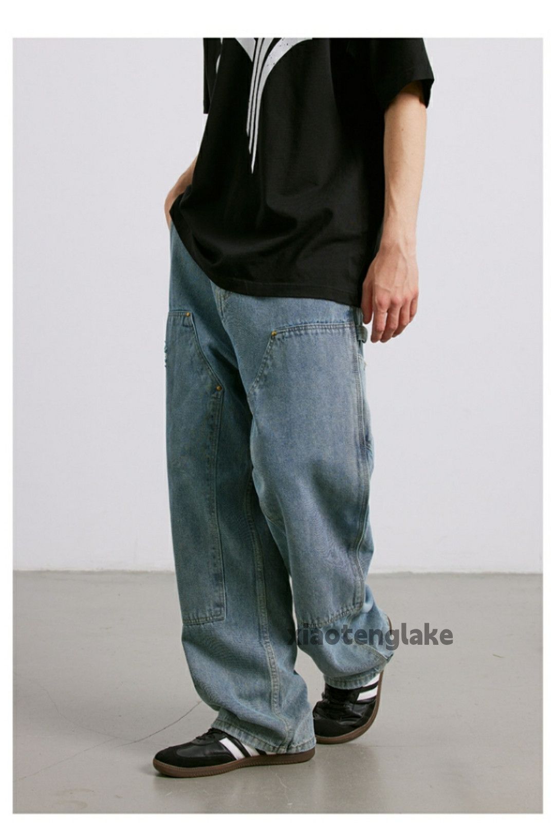 Jean × Vintage washed faded cleanfit skate hiphop loose baggy jeans Size US 32 / EU 48 - 6 Thumbnail