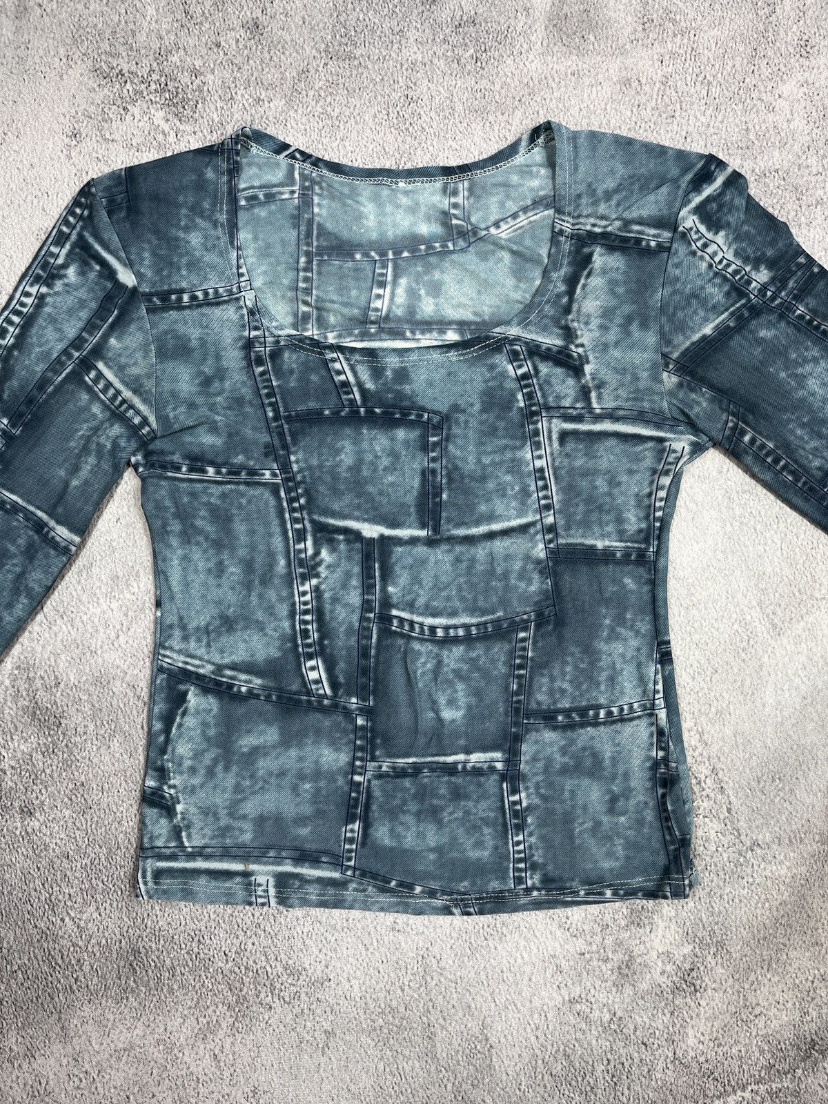 Japanese Brand Vintage Y2K Japanese all over denim style longsleeve size M Size M / US 6-8 / IT 42-44 - 4 Thumbnail