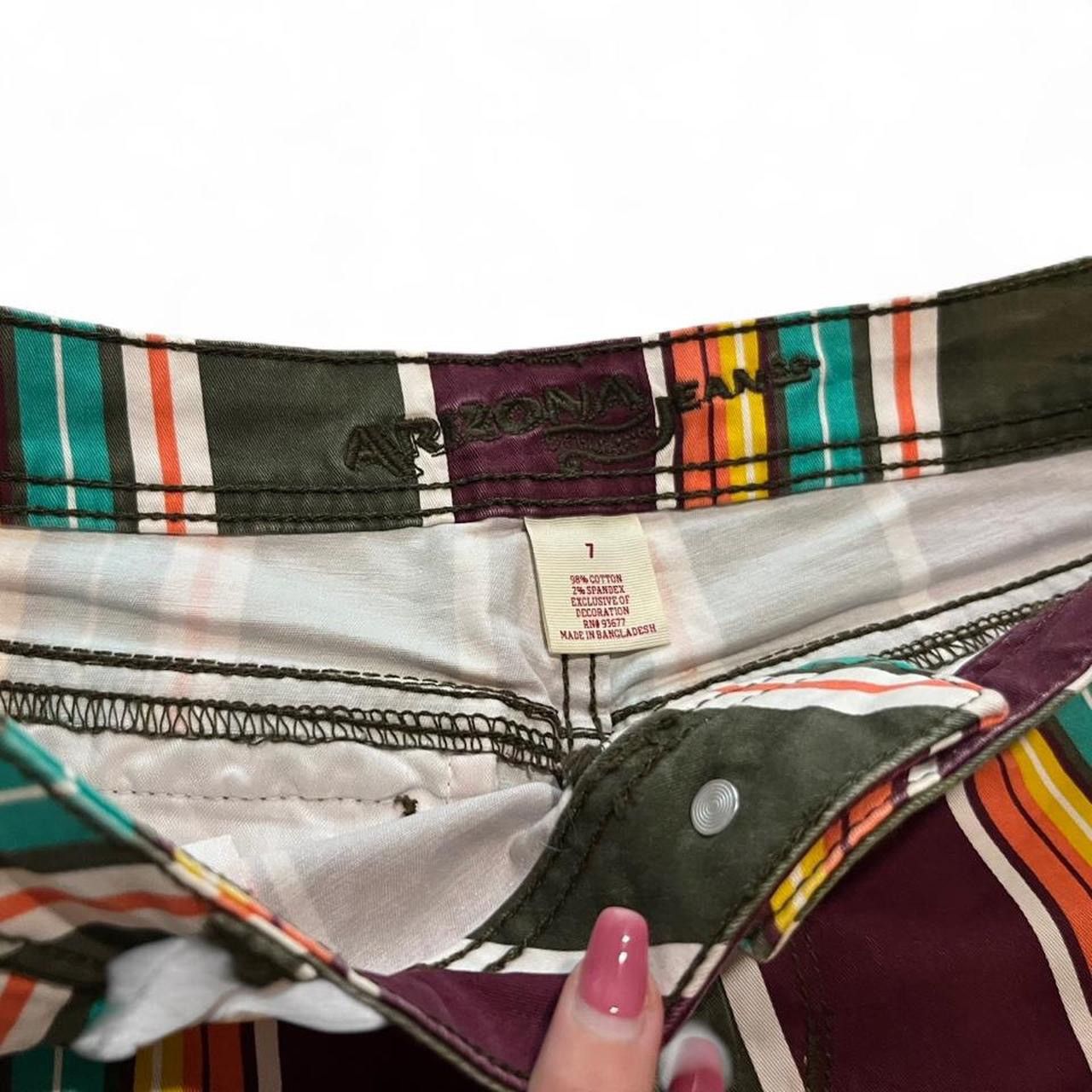 Arizona Jean Co. Vintage y2k Arizona groovy boho multicoloured striped shorts Size 27" / US 4 / IT 40 - 2 Thumbnail