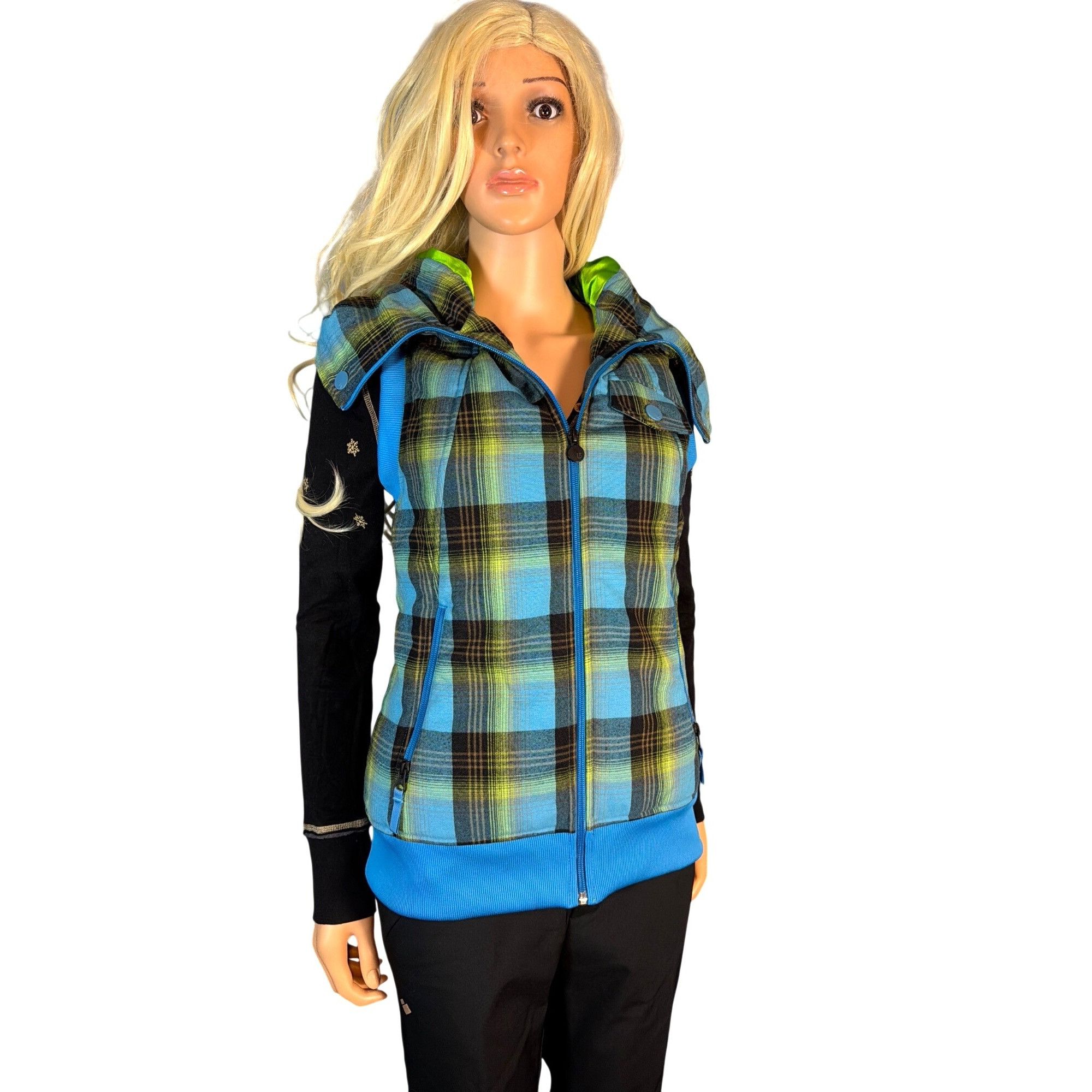 Burton Burton Dryride Vest Women’s S Blue Green Plaid Zip Up Hoodie Size S / US 4 / IT 40 - 1 Thumbnail