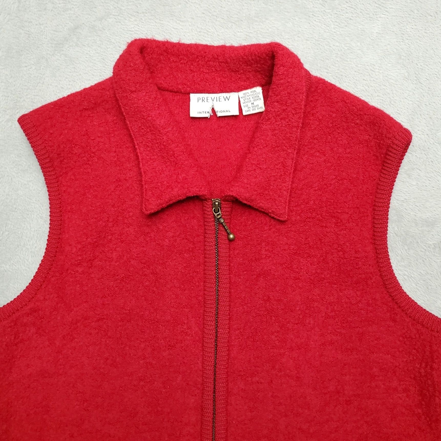 Review VINTAGE Preview International Vest Womens M Red 100% Wool Full Zip Cardigan Vest Casual Knit Solid Sleeveless Outdoor Womens Must? Size M / US 6-8 / IT 42-44 - 3 Thumbnail