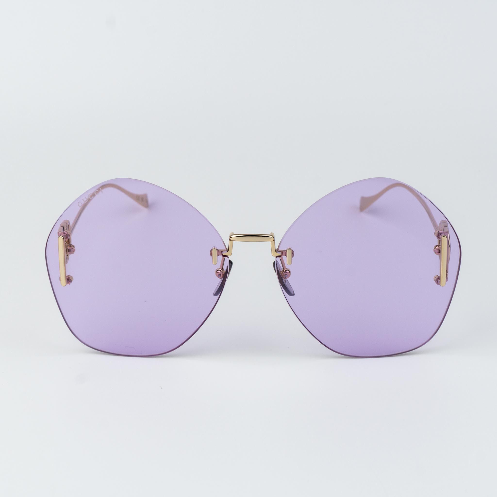Gucci Gucci Women Sunglasses Gold Chain Violet Round GG1203S 001 Size ONE SIZE - 2 Thumbnail