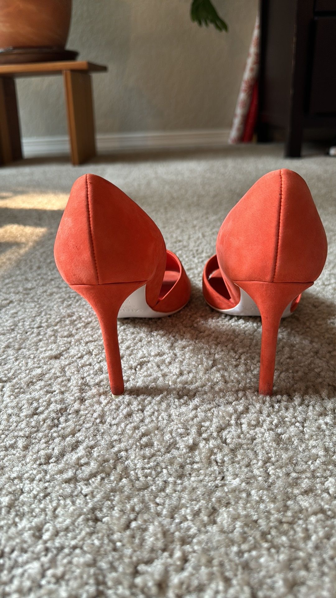 Vince Coral Red Suede Heels Size US 6.5 / IT 36.5 - 3 Thumbnail